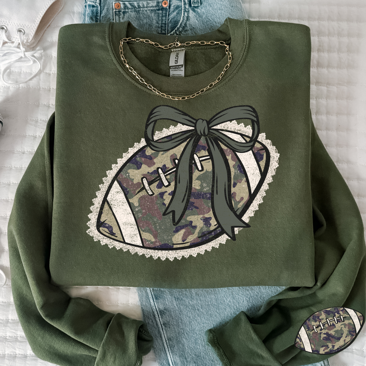 Lace Trim Camo Football Full Color DTF Transfer