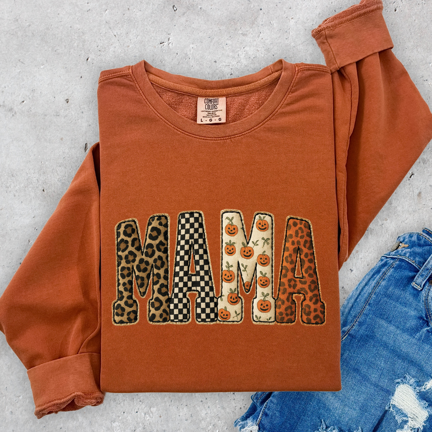 Mama Fall Faux Quilt Full Color DTF Transfer