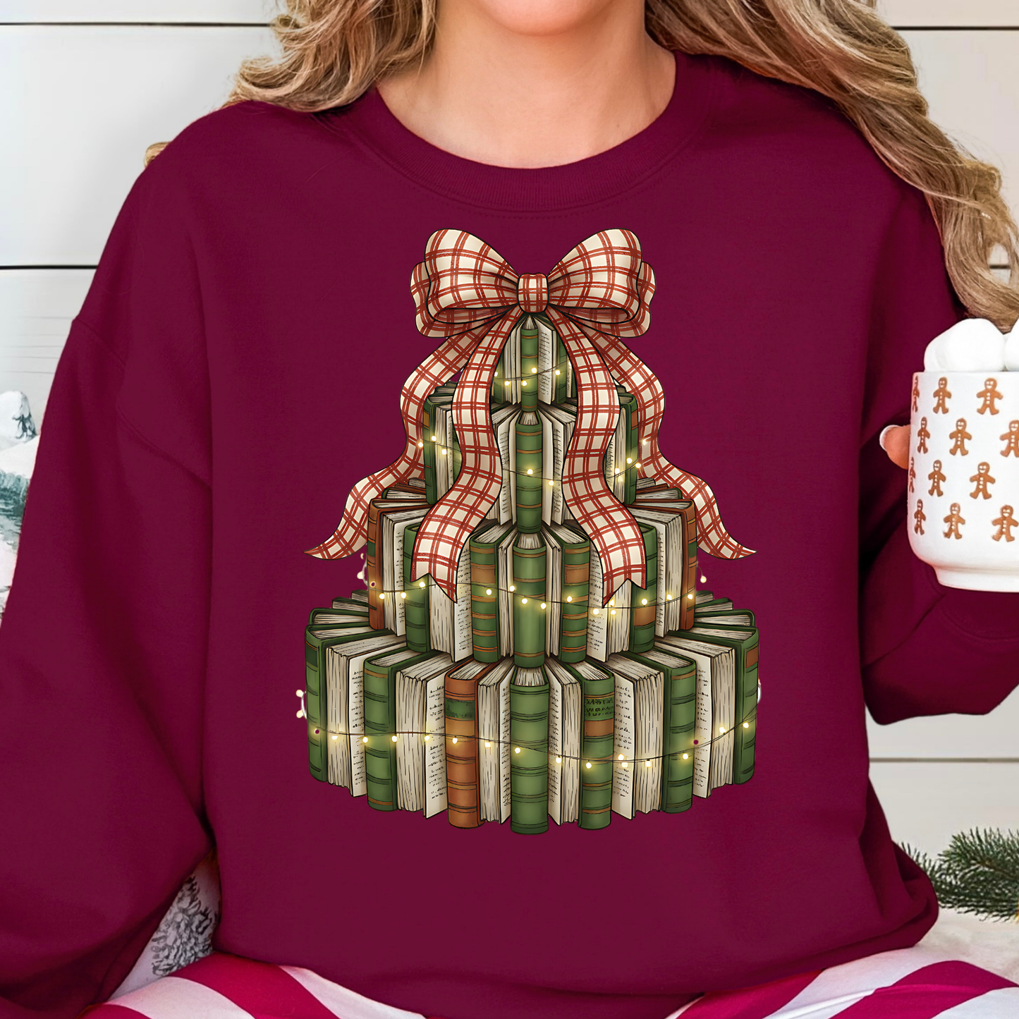Book shaped Tree with Bow Full Color DTF Transfer