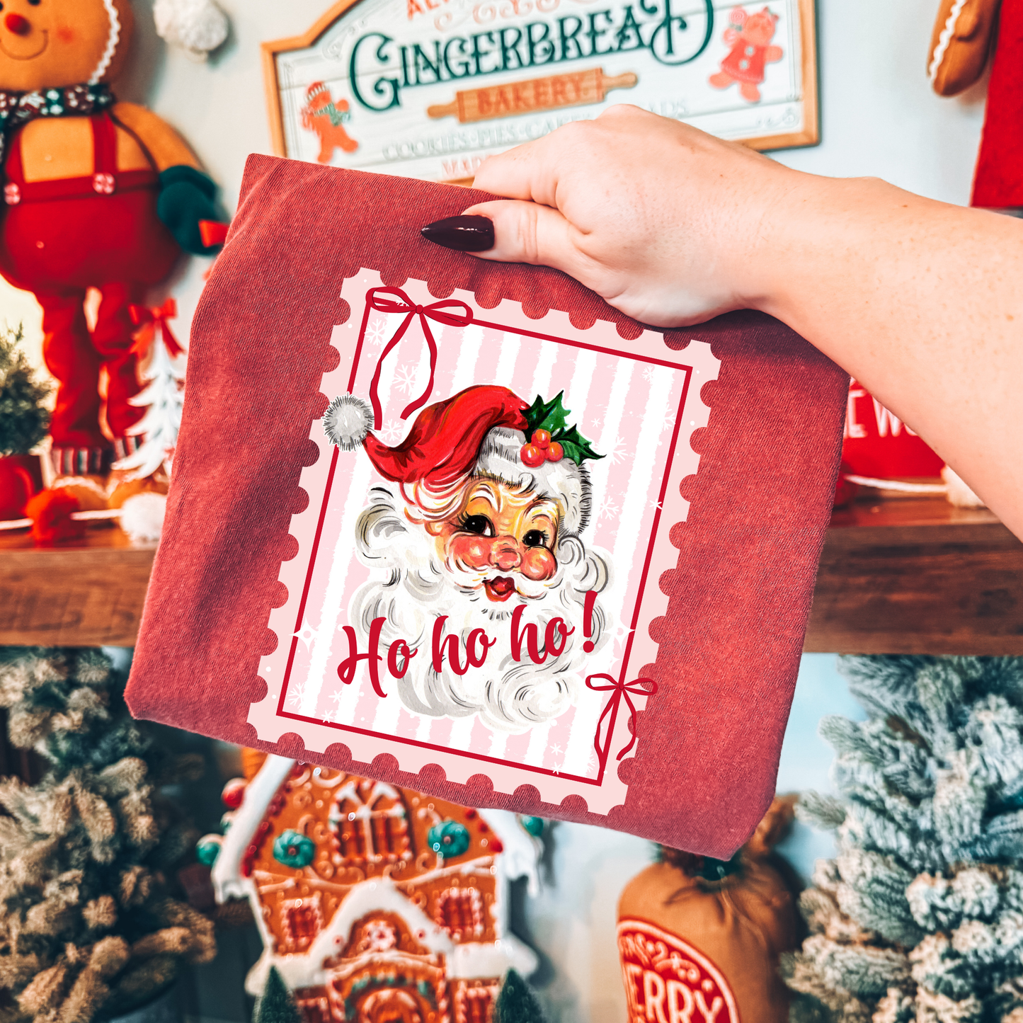 Ho Ho Ho Santa Stamp Full Color DTF Transfer