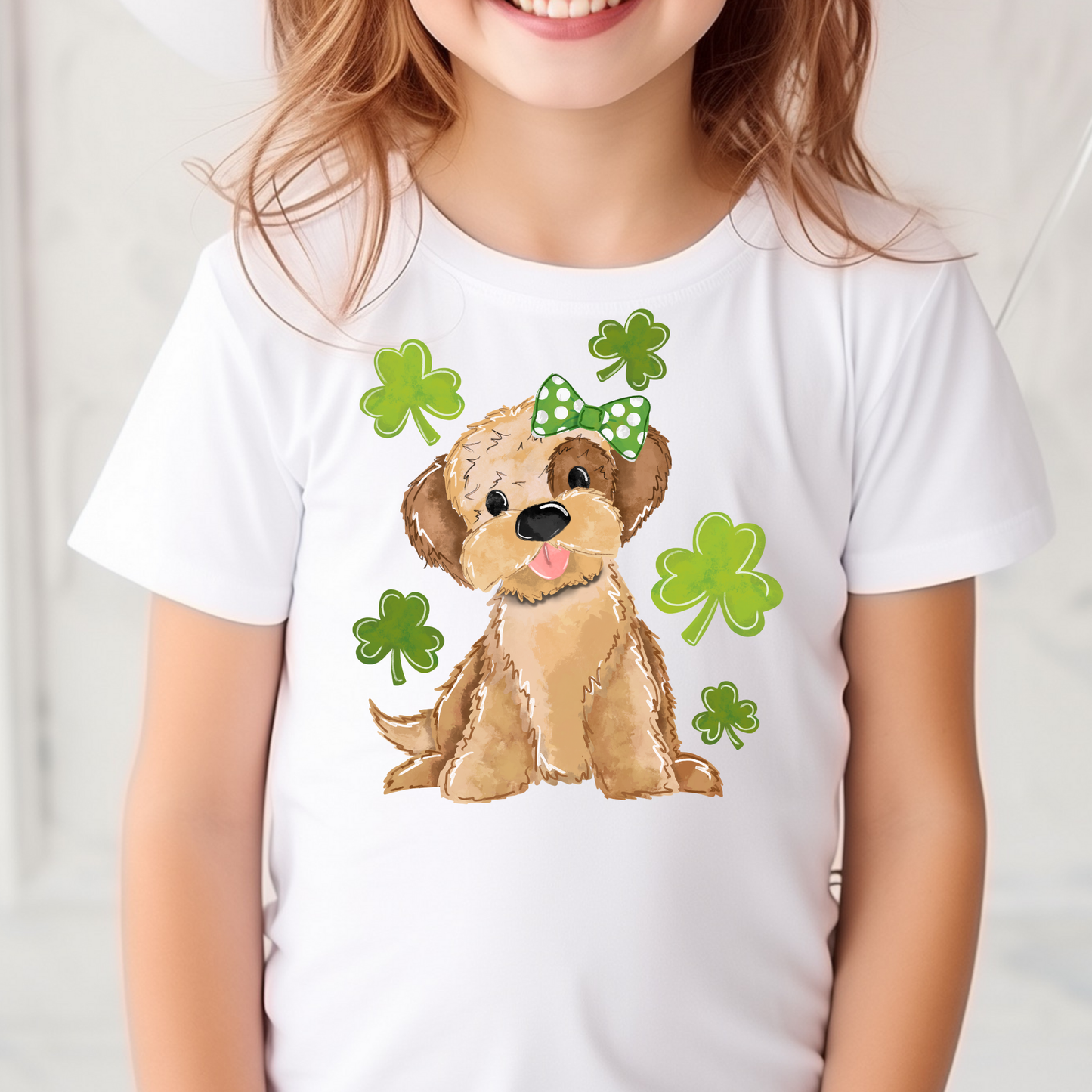 Clover Dog Full Color DTF Transfer
