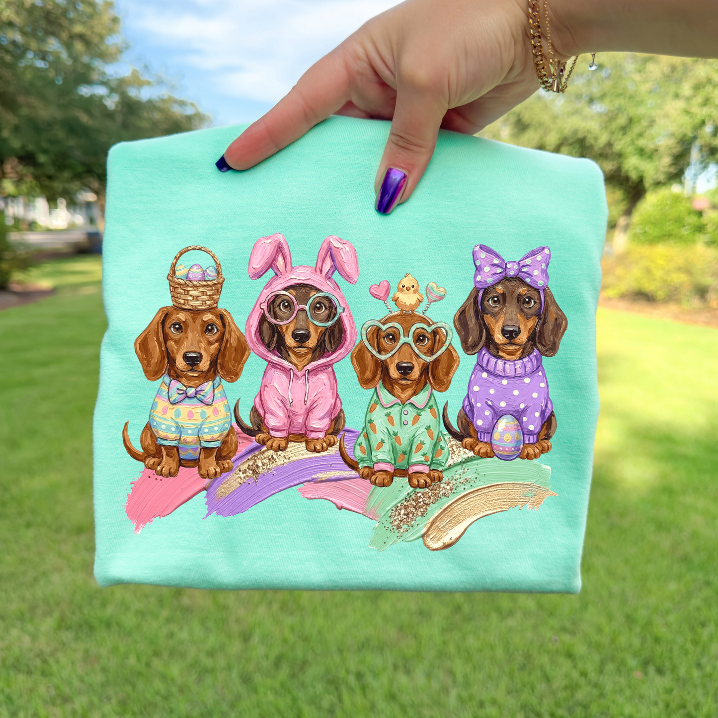 Easter Daschunds Full Color DTF Transfer