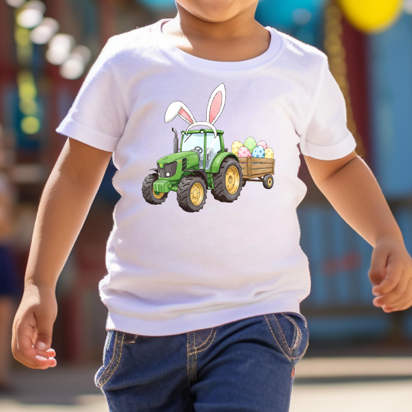 Tractor Bunny w/Eggs Full Color DTF Transfer