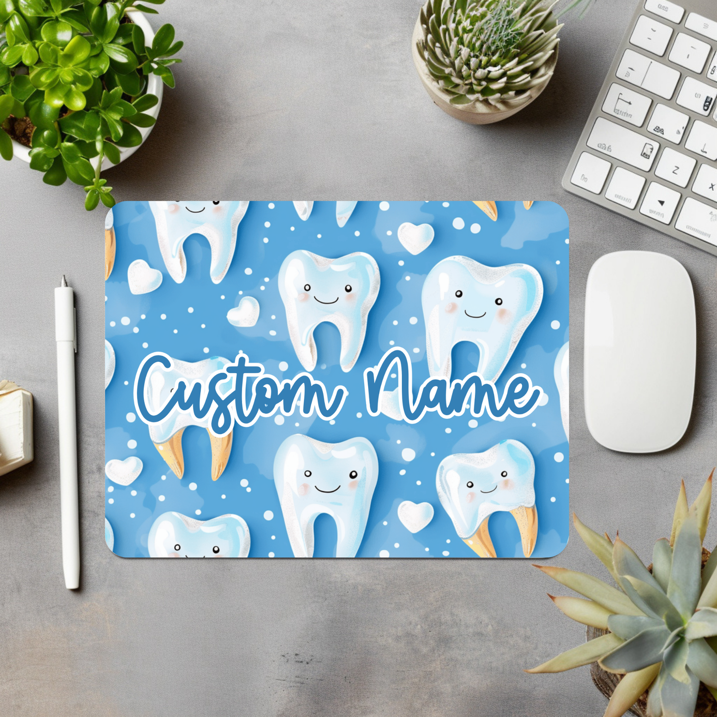 Dentist (Tooth/Hearts) Personalized Mouse Pad