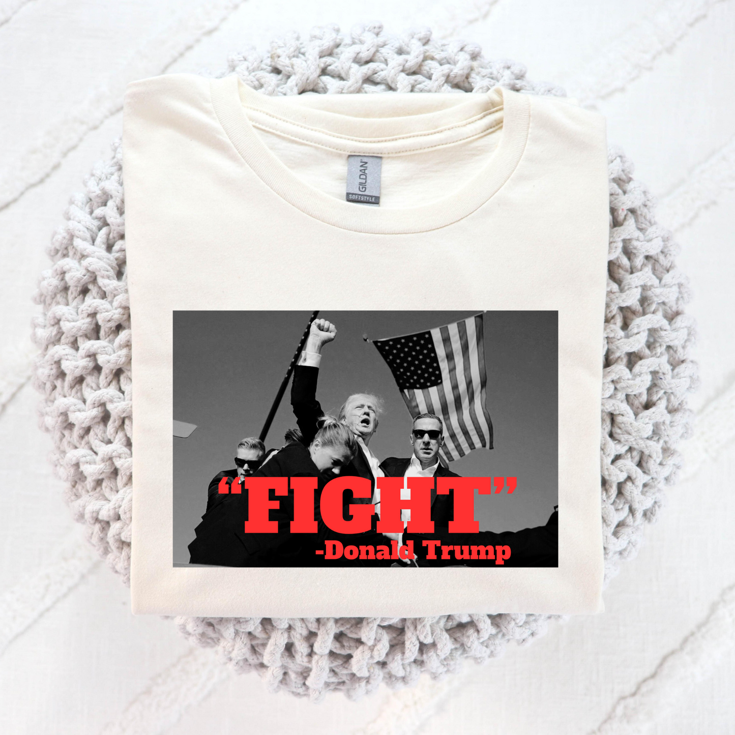 "Fight" Black and White (Assassination Attempt Trump Rally 2024) Full Color DTF Transfer