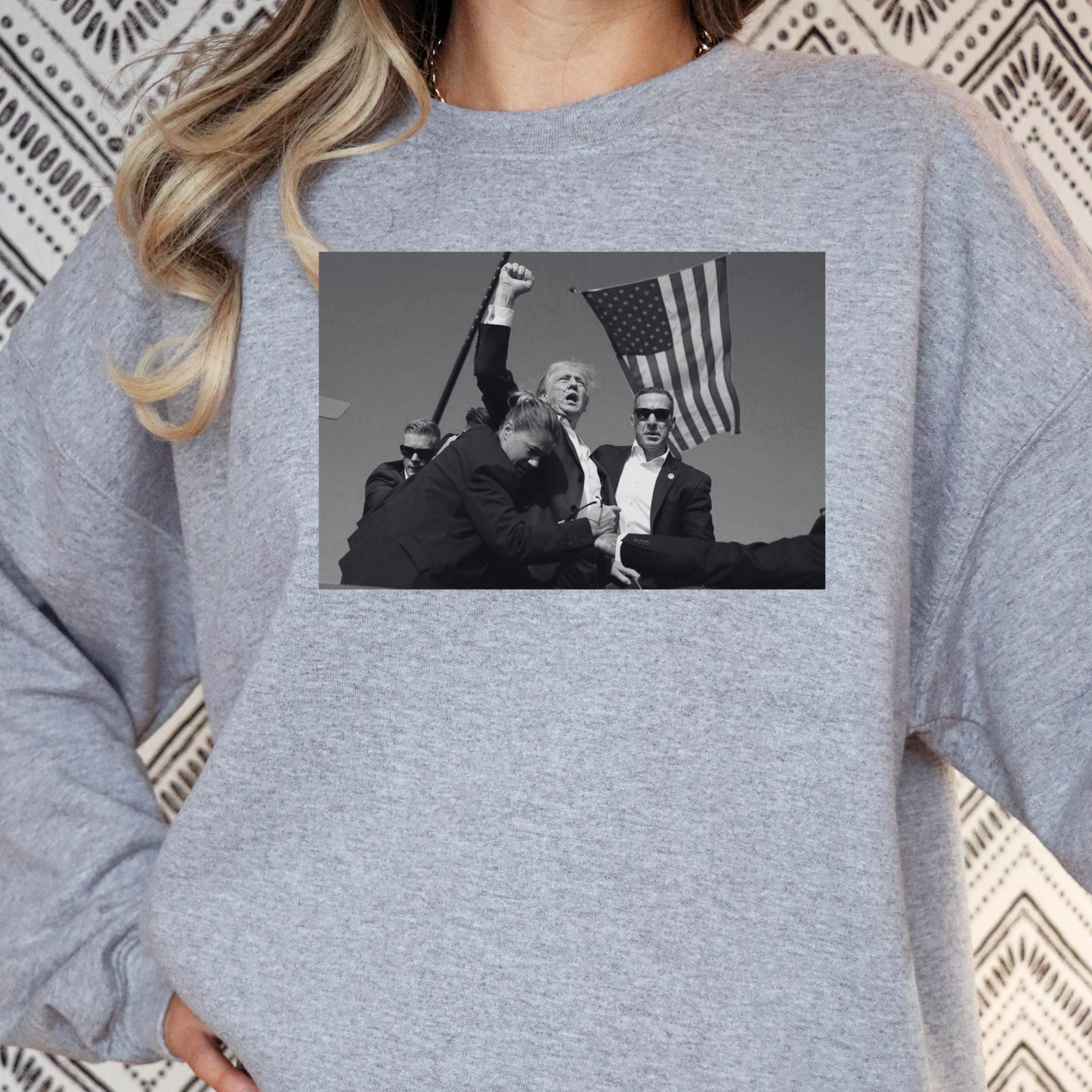 Black and White (Assassination Attempt Trump Rally 2024) Full Color DTF Transfer