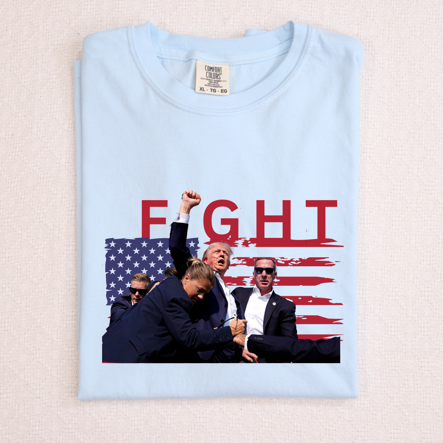 Fight w/Flag Background (Assisination Attempt Trump Rally 2024) Full Color DTF Transfer