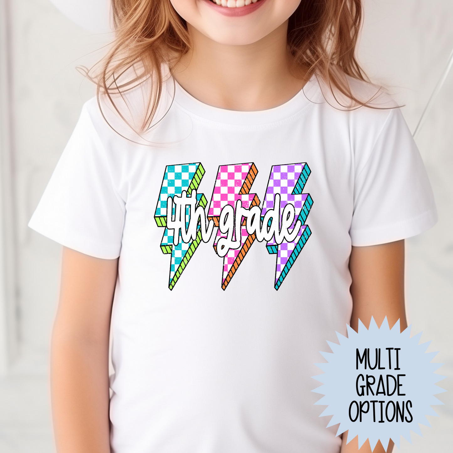 Grade Checkered Lightning Bolt (MULTI GRADE OPTIONS) Full Color DTF Transfer