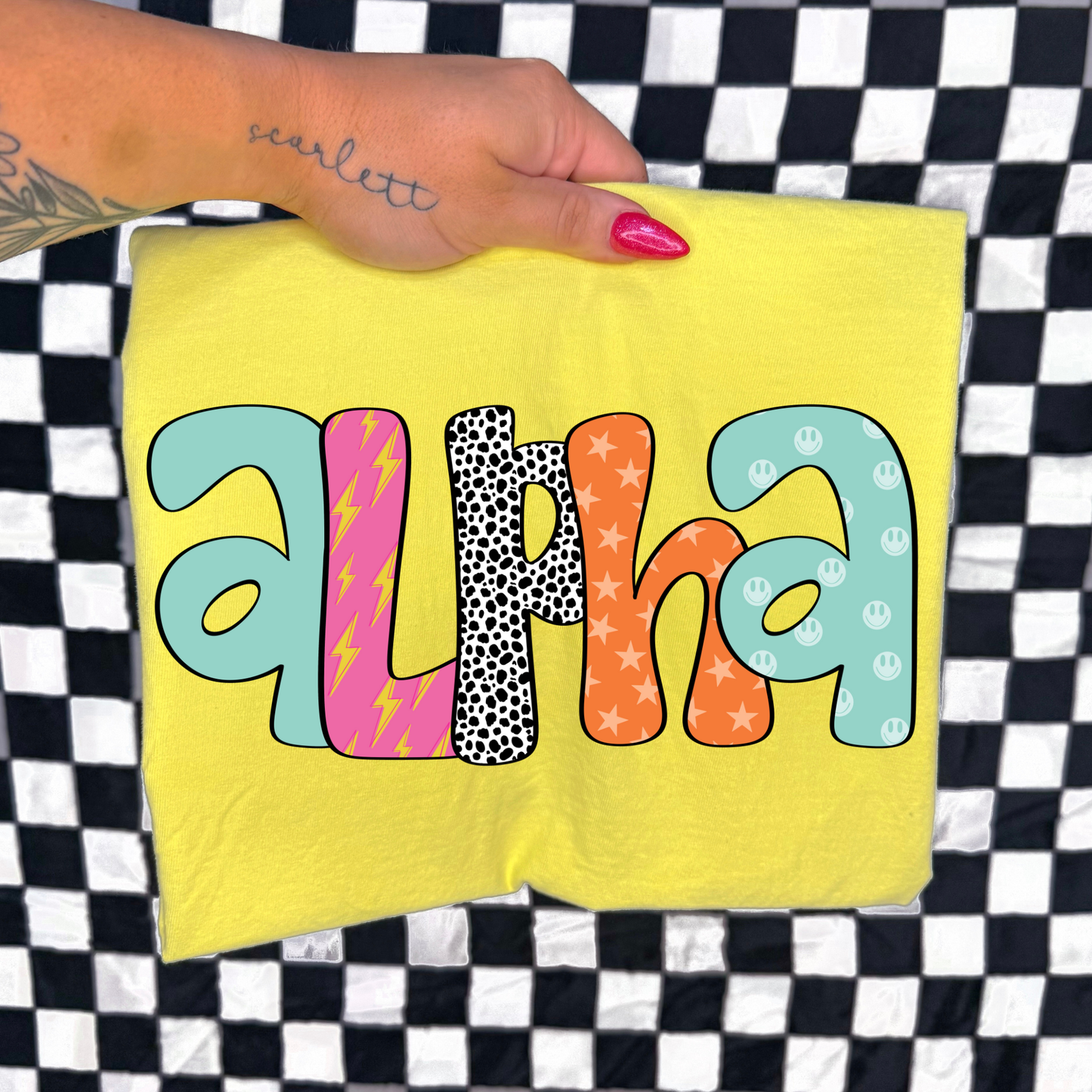 Retro Alpha Full Color DTF Transfer