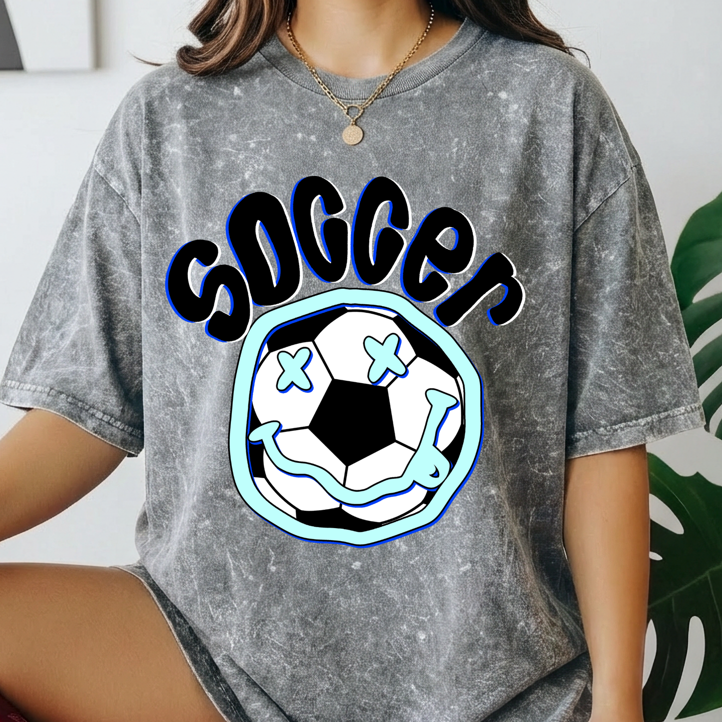 Retro Soccer Smiley Full Color DTF Transfer