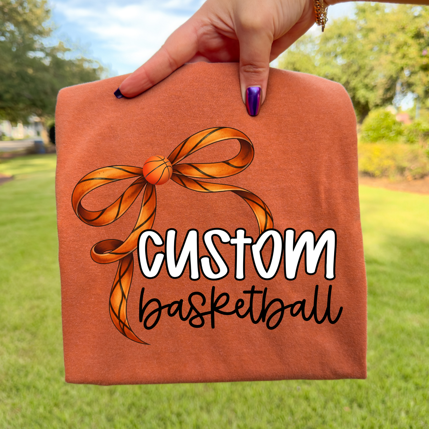 Custom Basketball Bow (EDITABLE) Full Color DTF Transfer