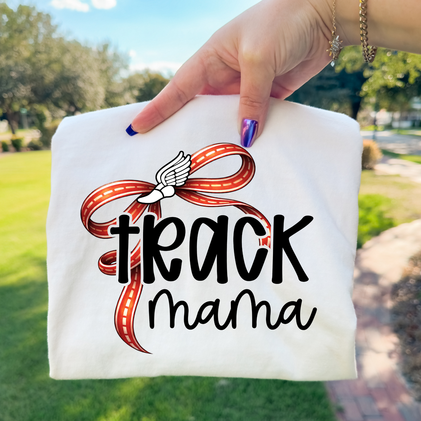 Track Mama Bow Full Color DTF Transfer