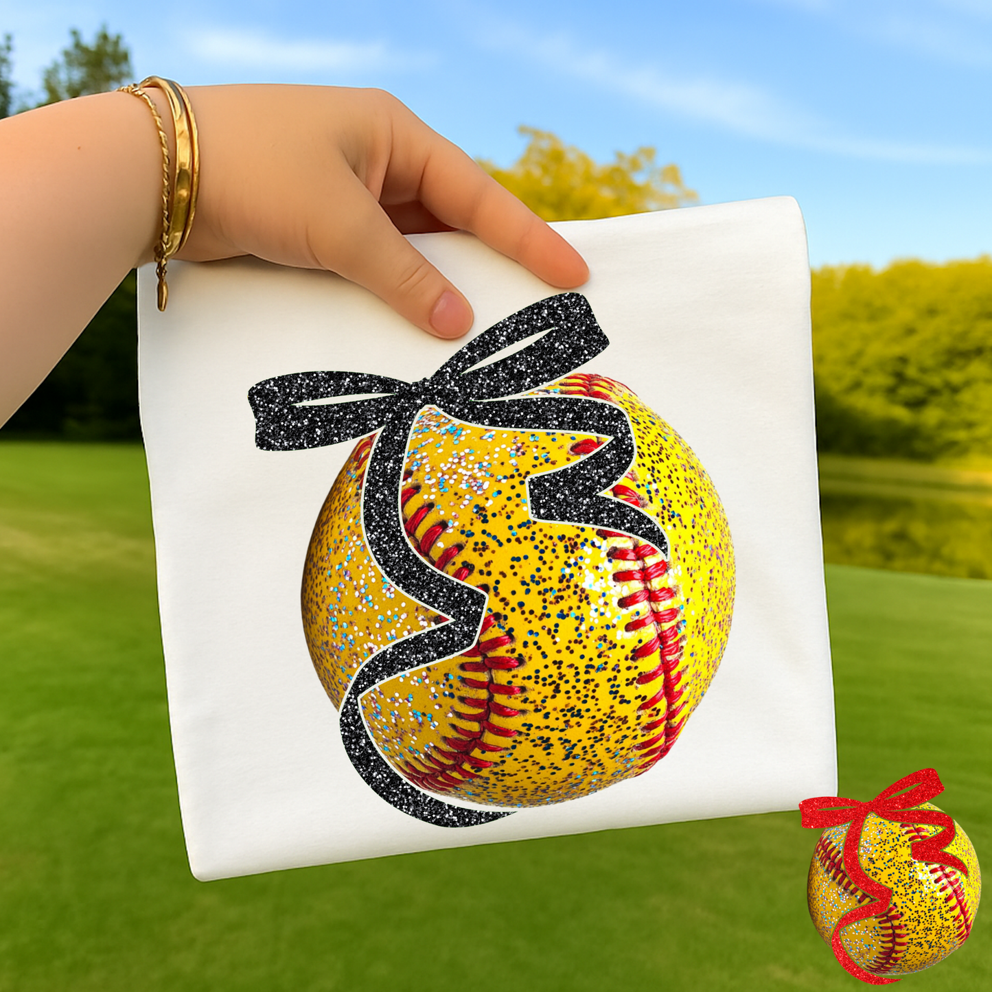 Faux Flitter Softball Full Color DTF Transfer