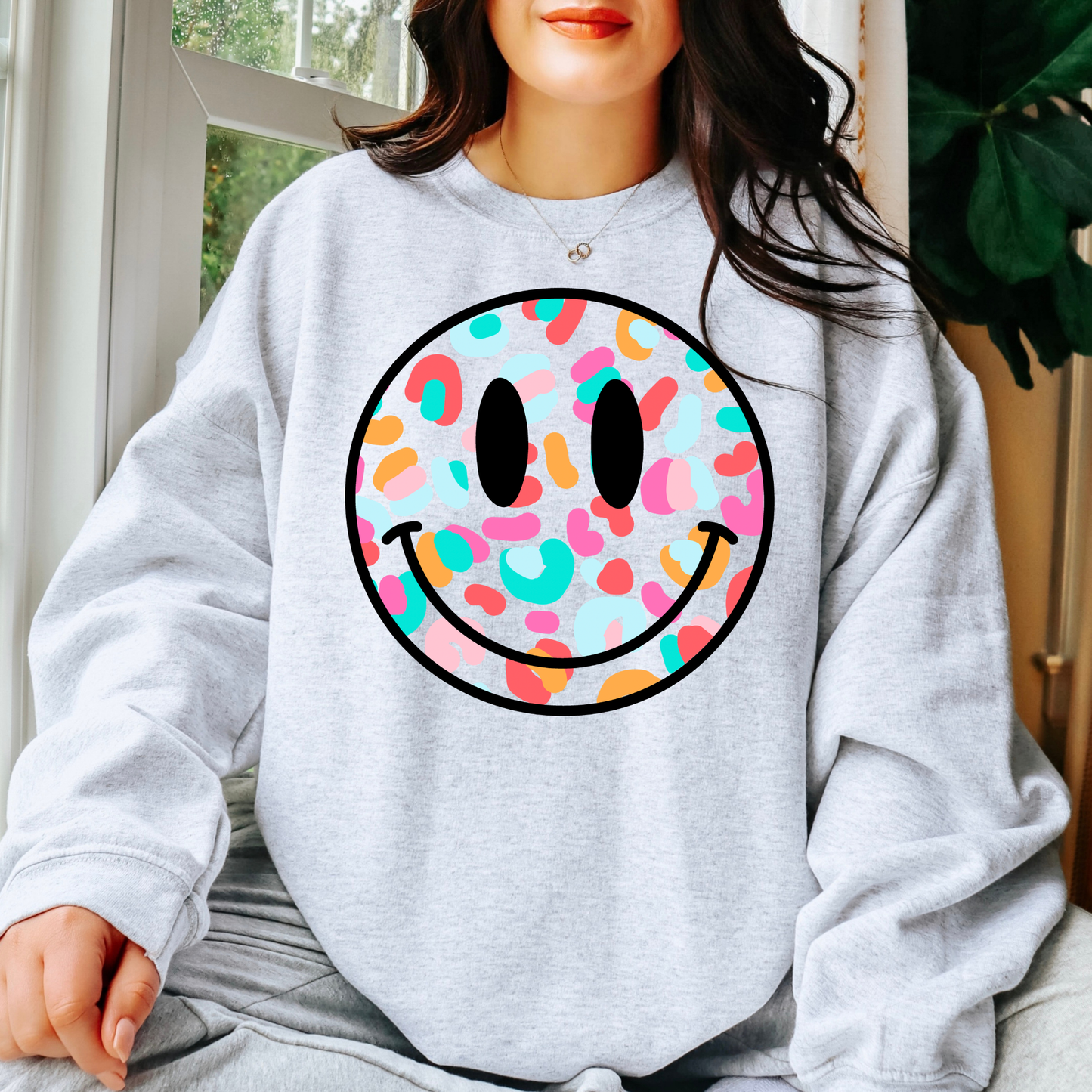 Colorful Leopard Smiley Full Color DTF Transfer