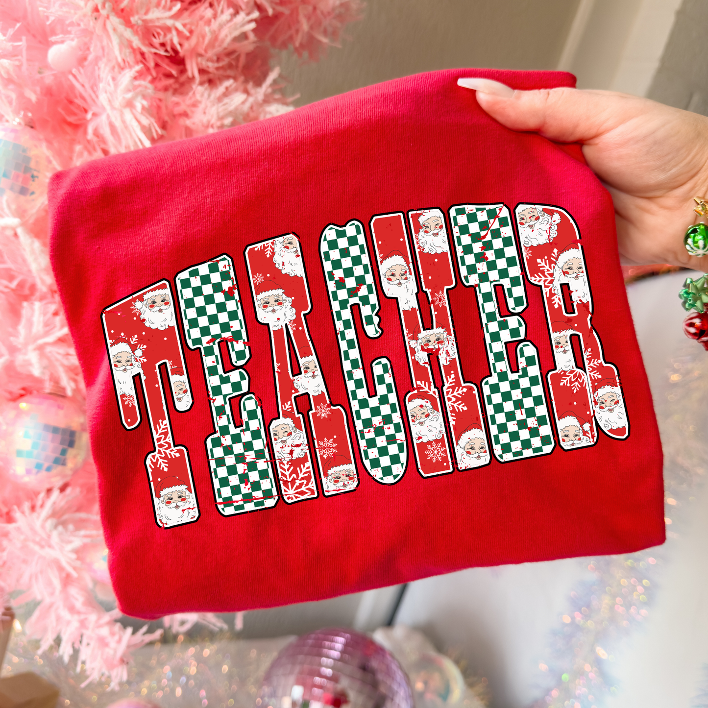 Teacher (Santa/Checkered) Full Color DTF Transfer