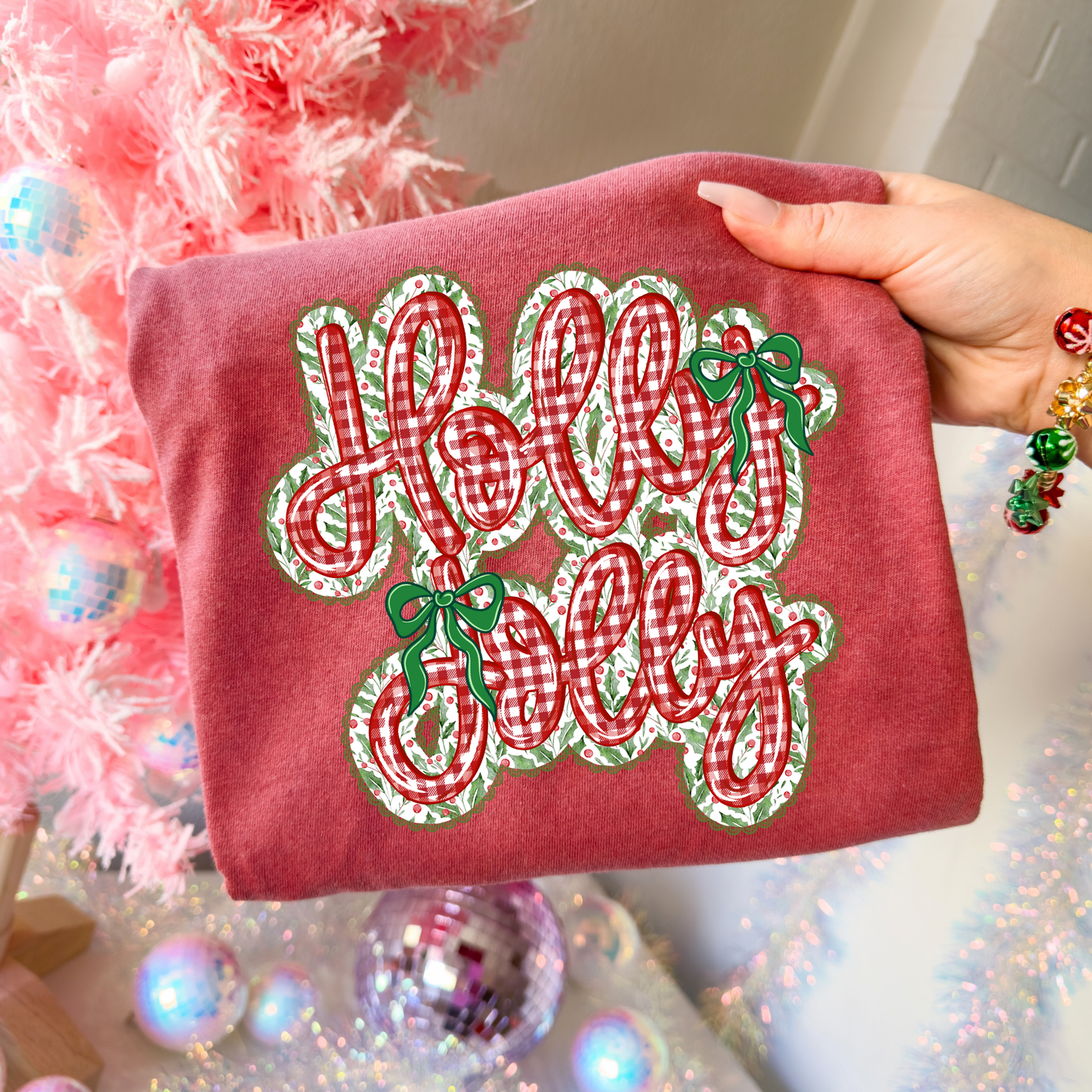 Holly Jolly (Red Checkered) Full Color DTF Transfer