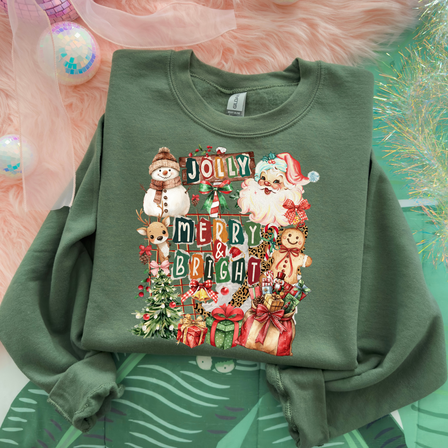 Jolly Merry Bright Collage Full Color DTF Transfer