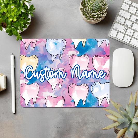 Watercolor Teeth (Dentist) Personalized Mouse Pad