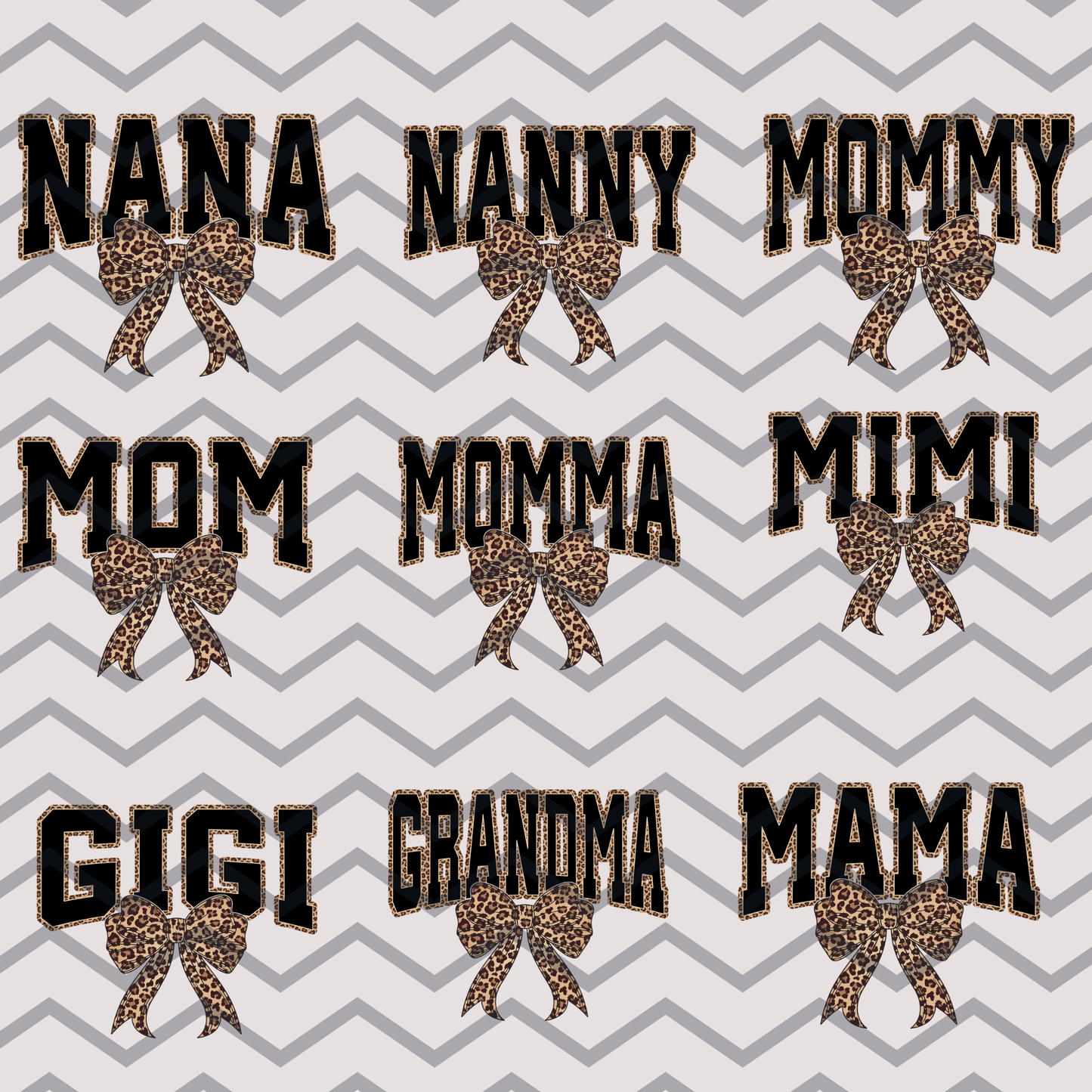 Leopard Bow Mama (Option Name Options See Page 2) Full Color DTF Transfer