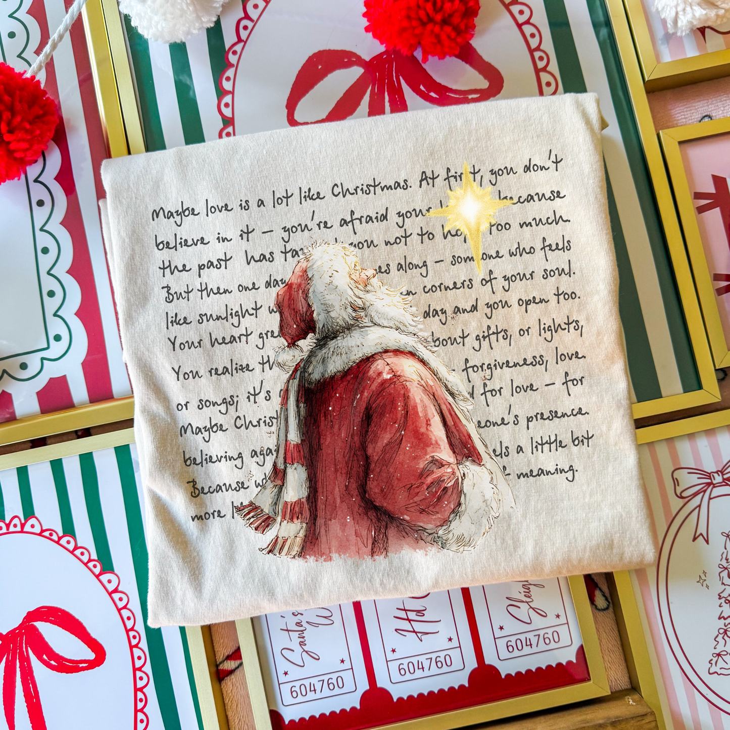Maybe Love Is Alot Like Christmas (Santa Looking At Star) Full Color DTF Transfer