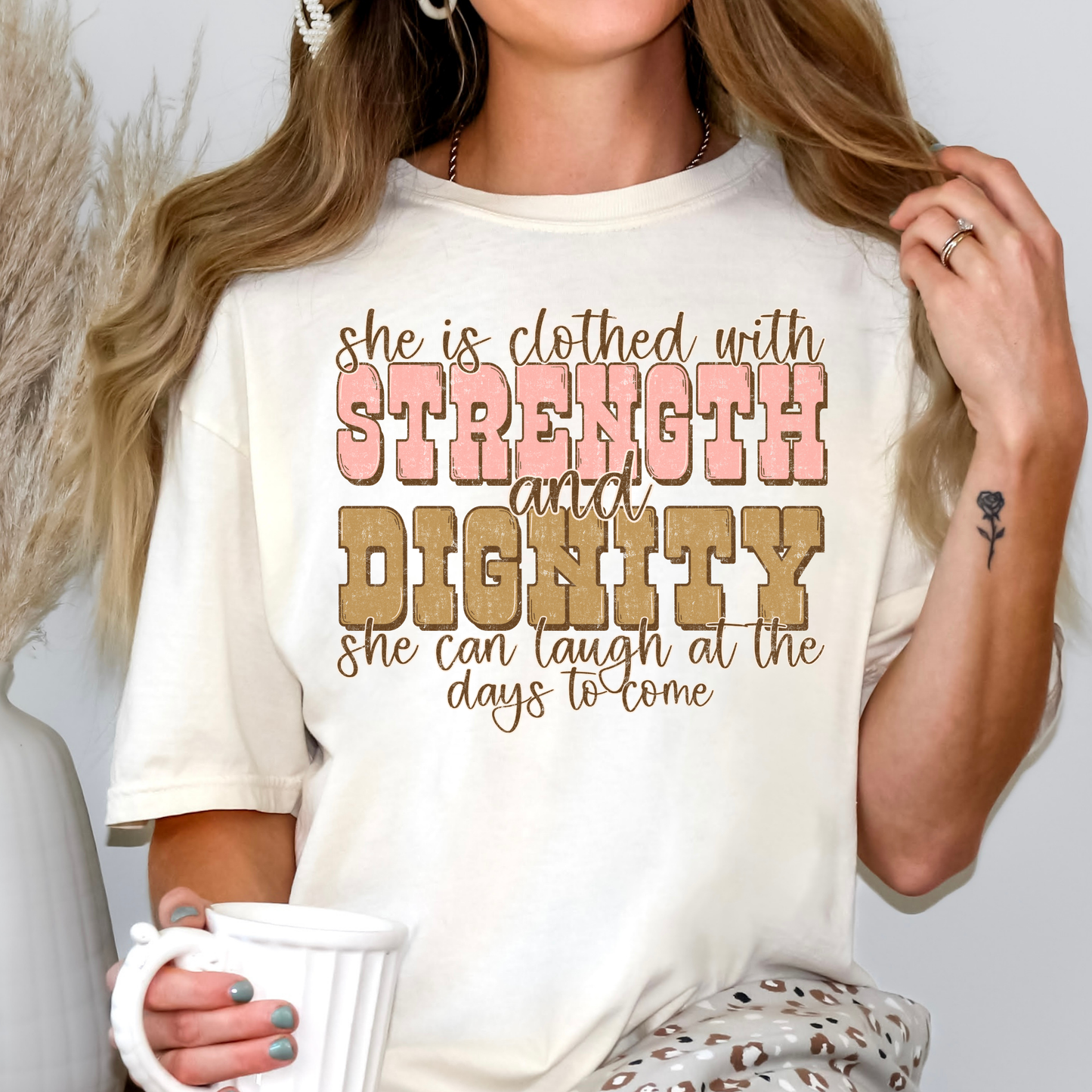 She Is Clothed With Strength and Dignity Full Color DTF Transfer