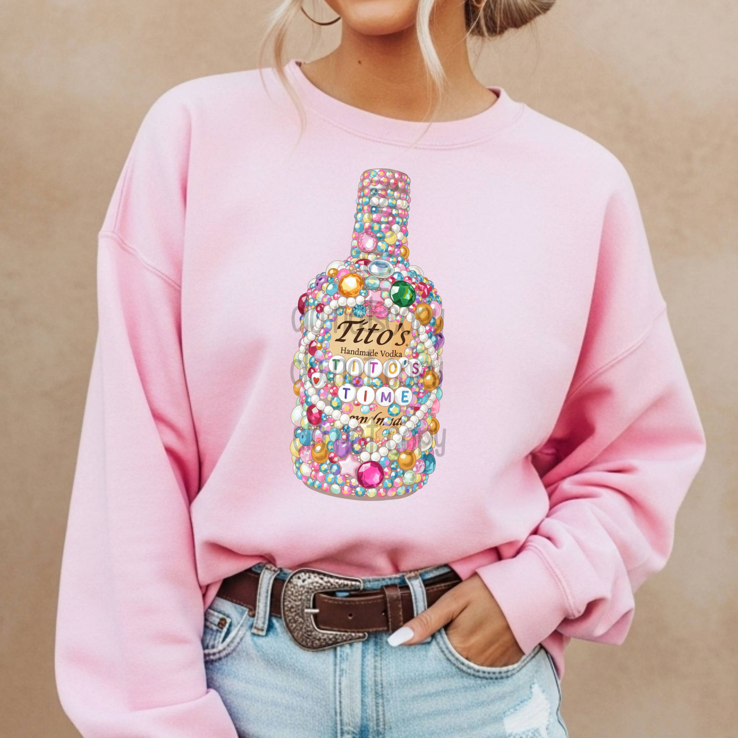 Tito's Time Faux Rhinestone Full Color DTF Transfer