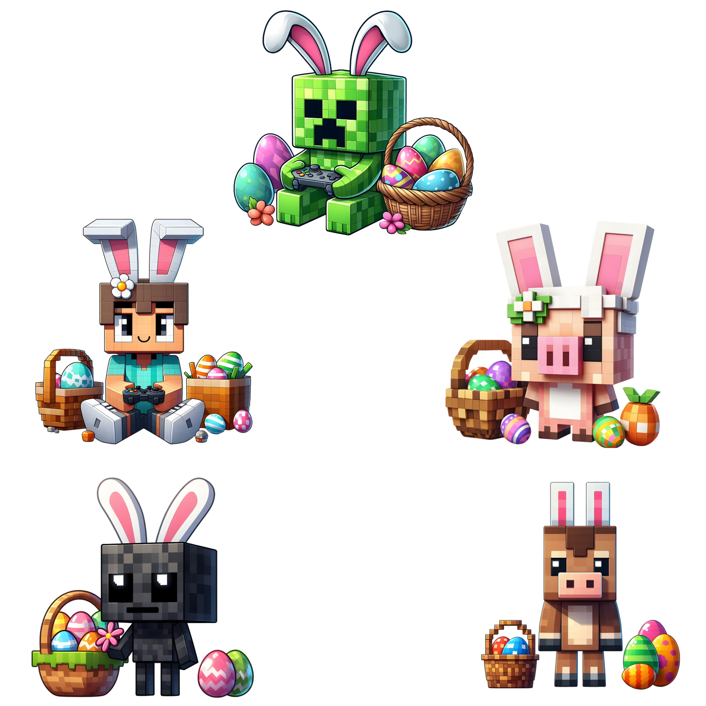Minecraft Easter Characters (MULTI AVAIABLE) Full Color DTF Transfer