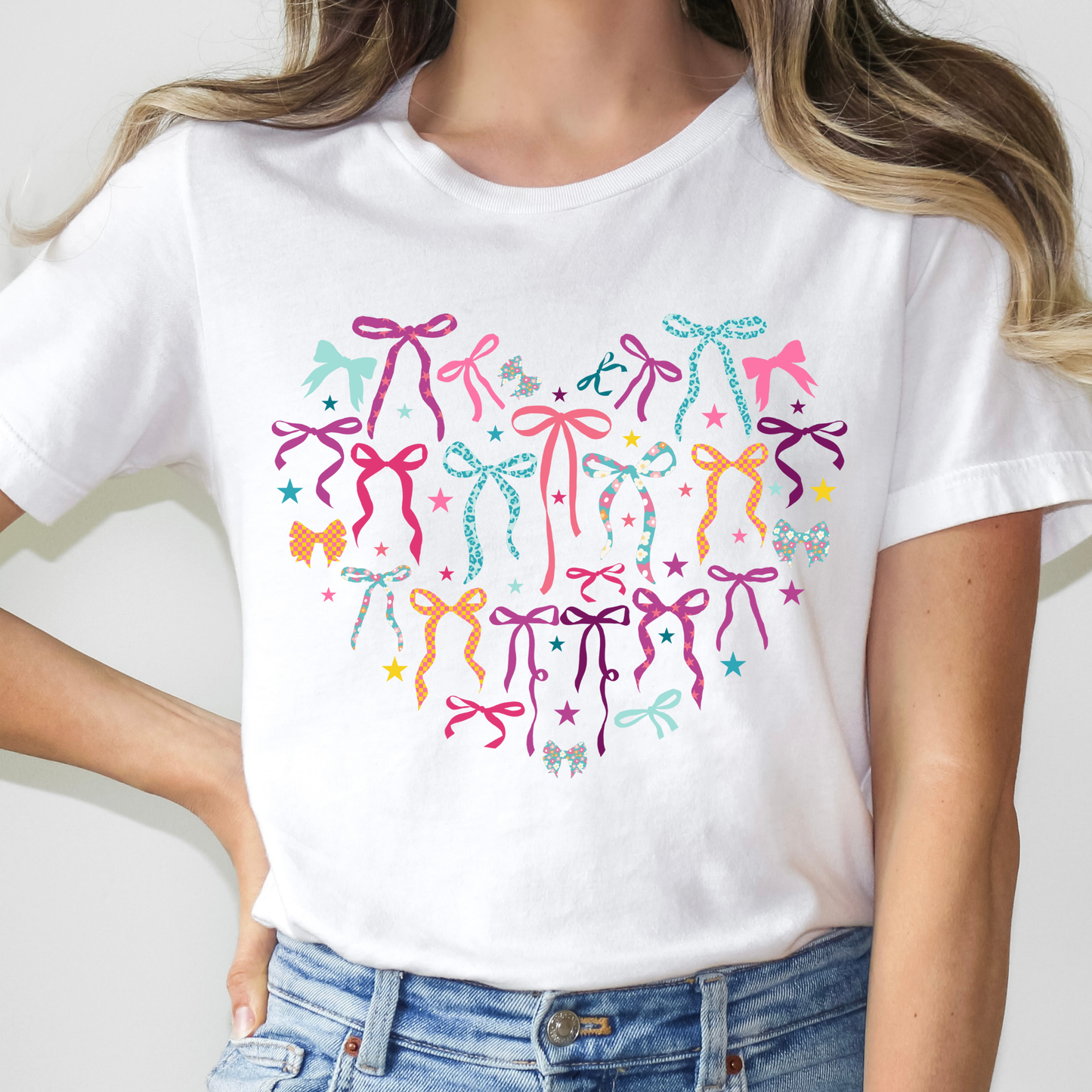 Colorful Bows (Heart Shaped) Full Color DTF Transfer