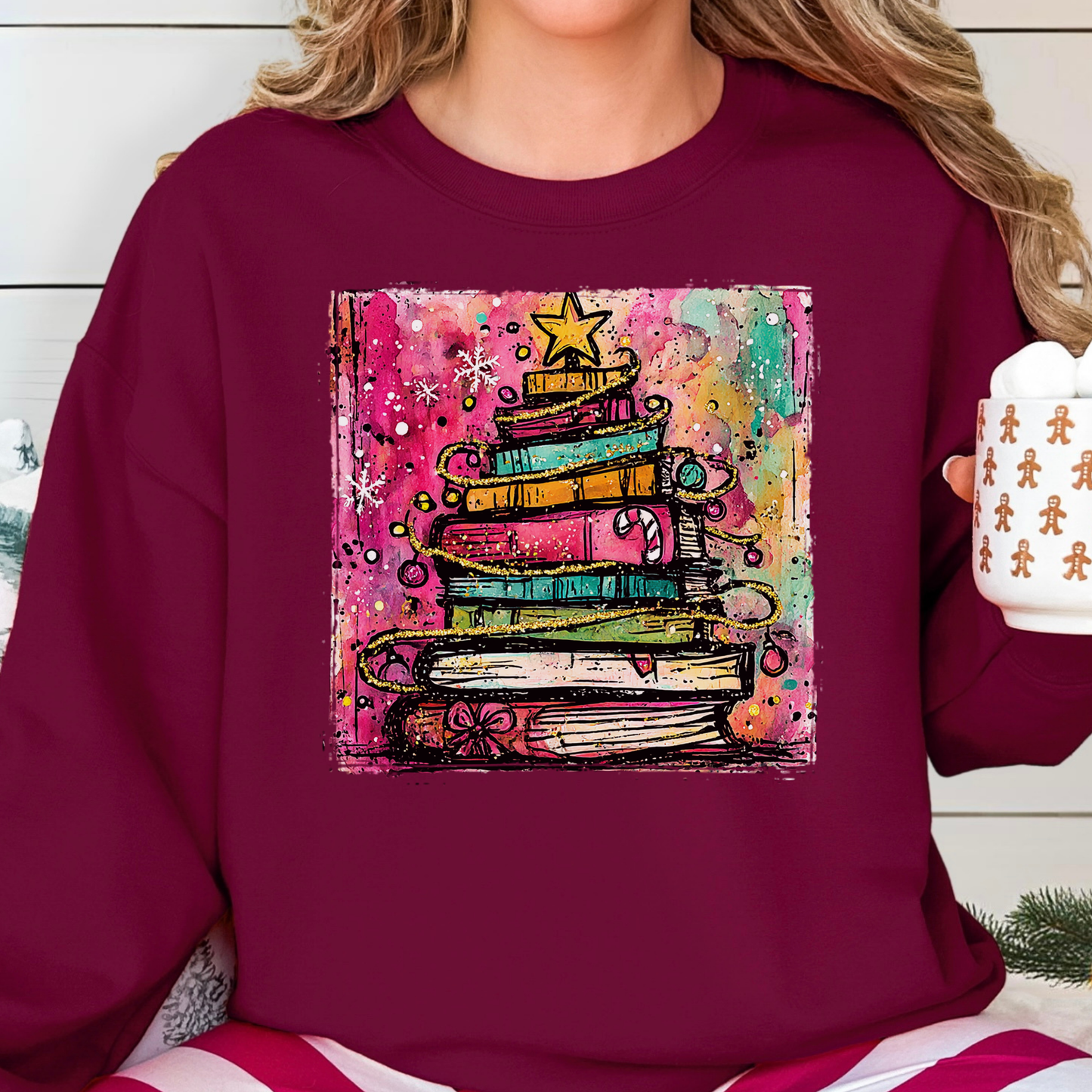 Teacher Book Christmas (Sketch) Full Color DTF Transfer