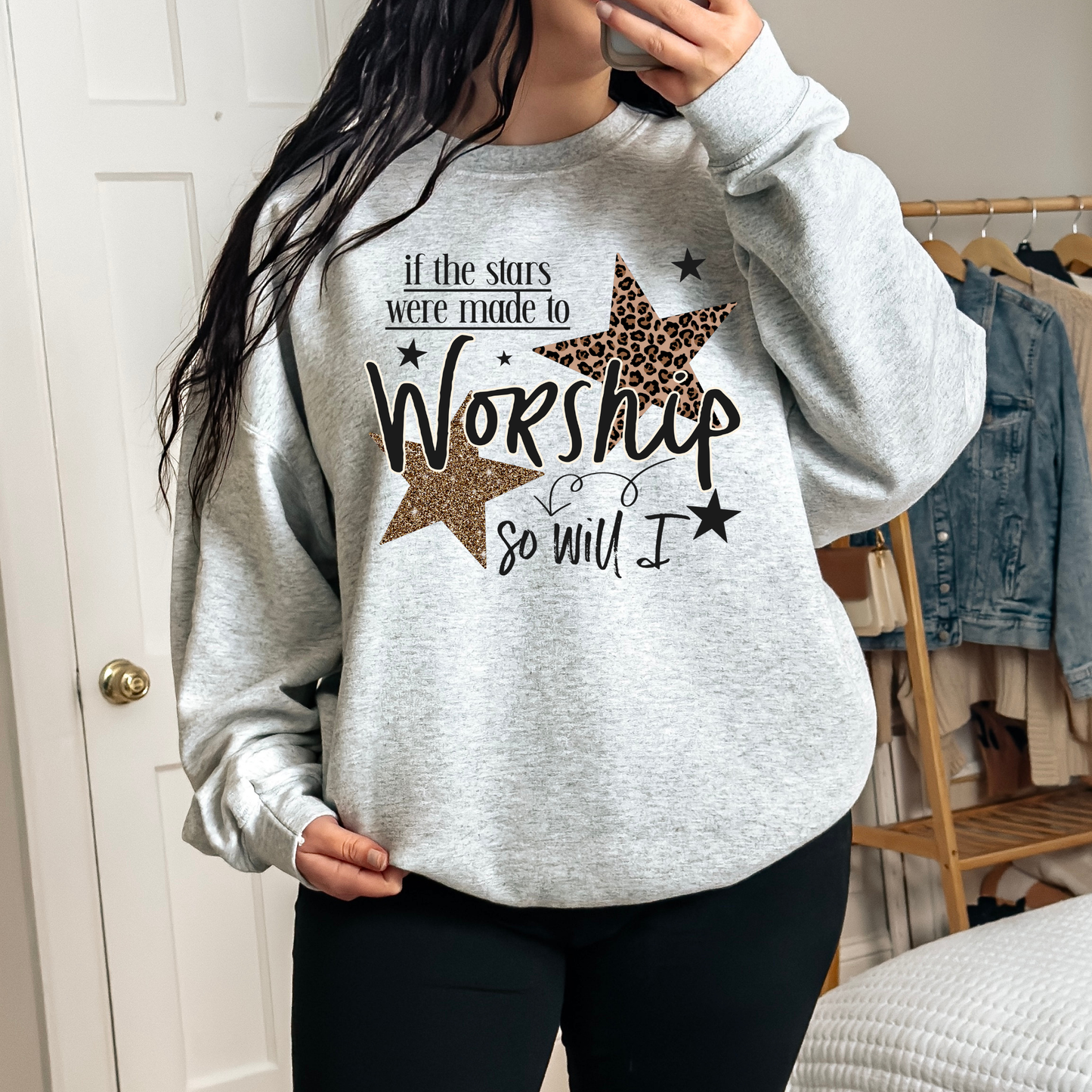 If The Stars Were Made To Worship So Will I Full Color DTF Transfer