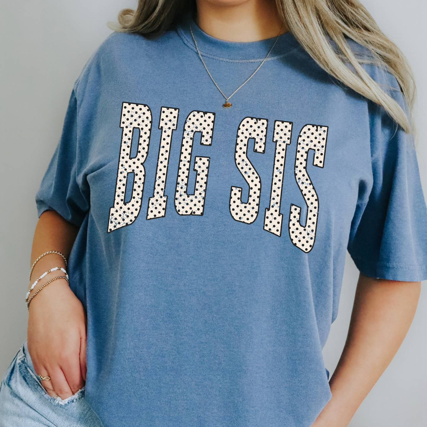 Polka Dot Big Sis (Varsity) Full Color DTF Transfer