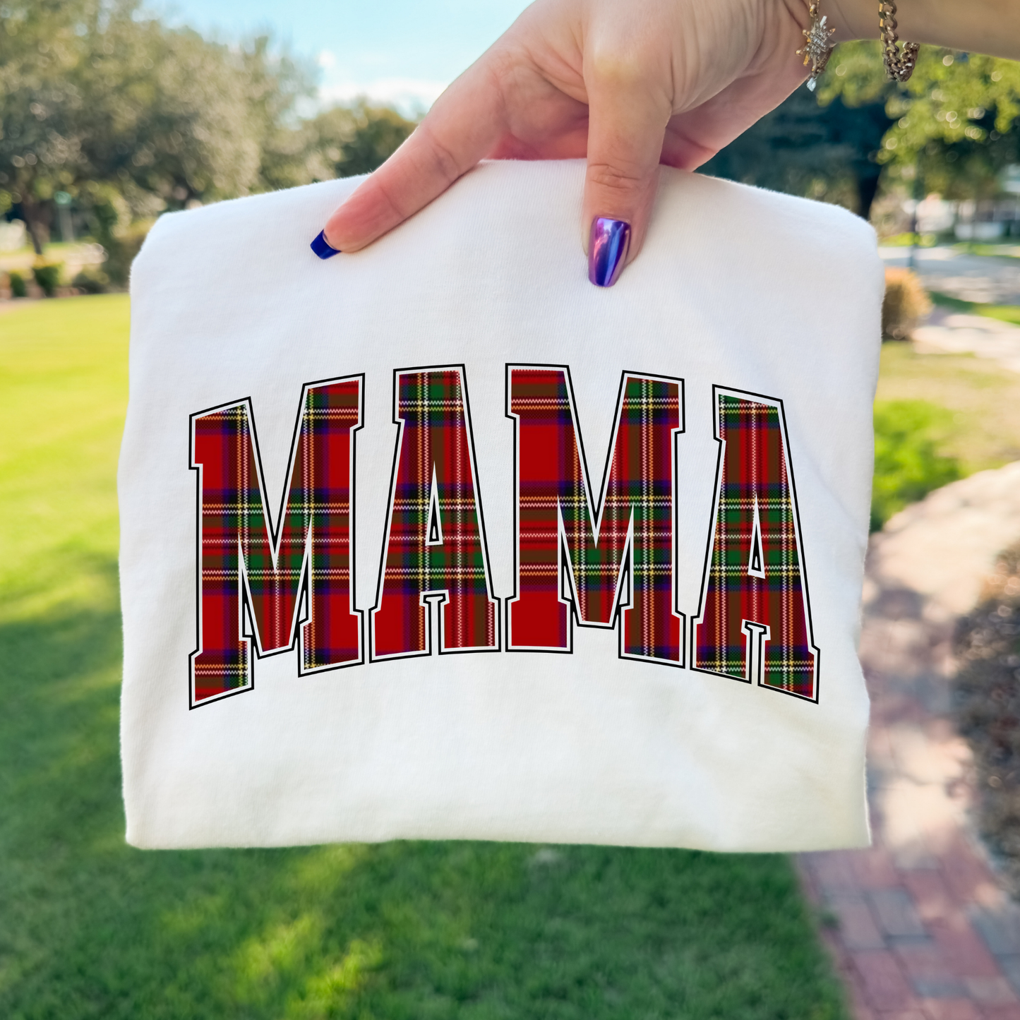 Plaid Red Mama Full Color DTF Transfer
