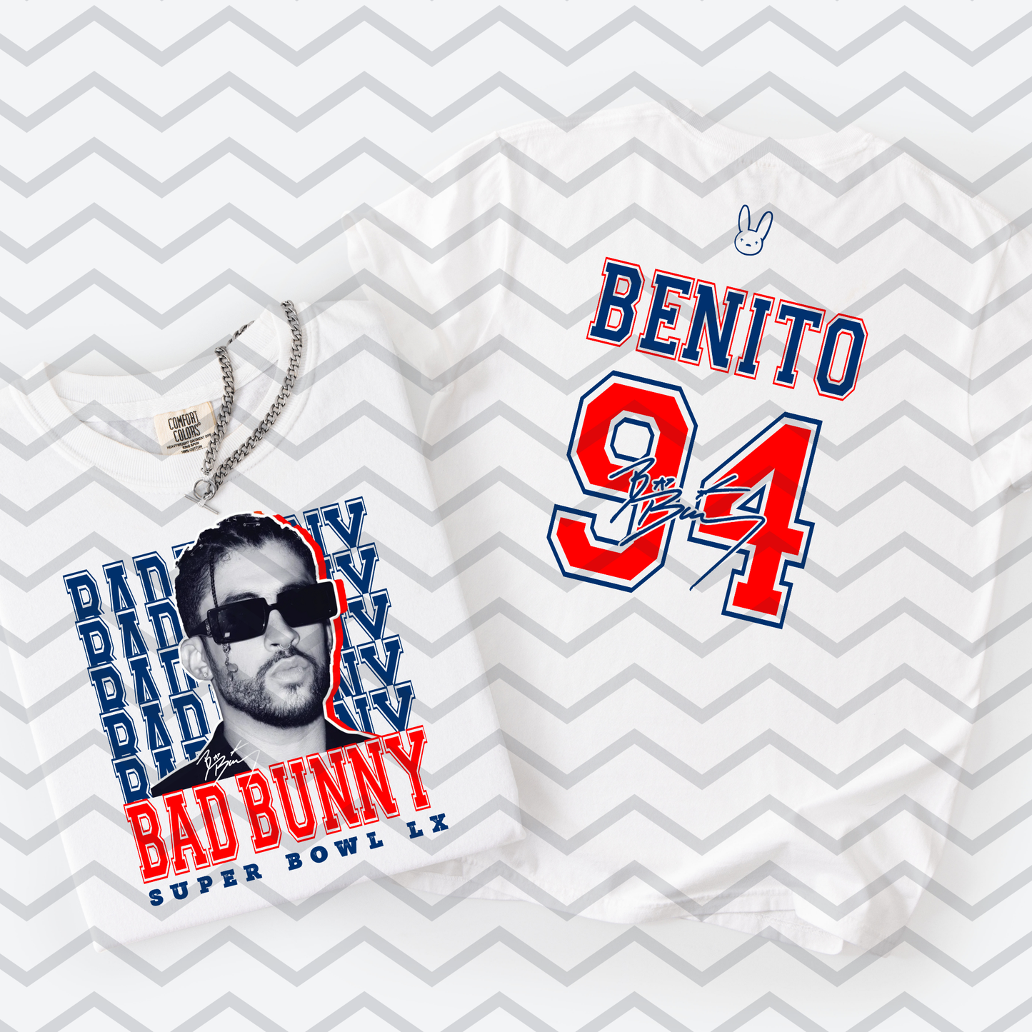 Benito 94 (Front/Back Options - Bunny Bowl LIX) Full Color DTF Transfer
