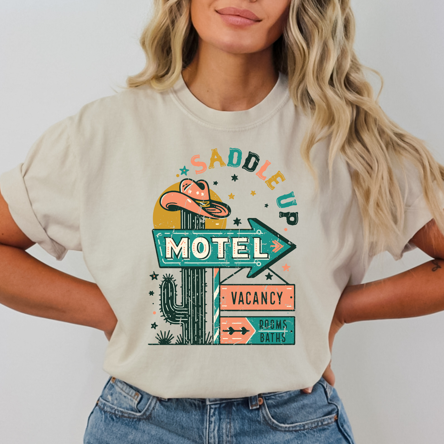 Saddle Up Motel Full Color DTF Transfer