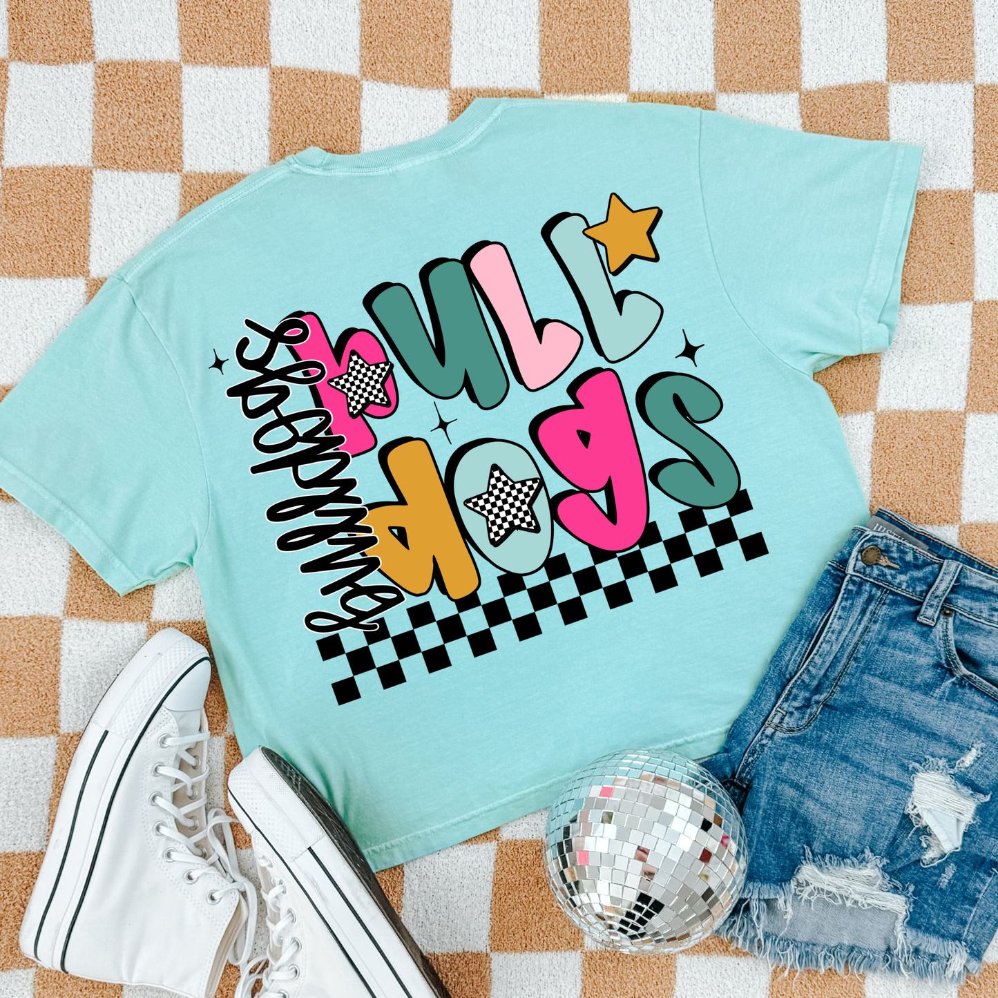 Bulldogs (Stacked Checkered Stars) Full Color DTF Transfer