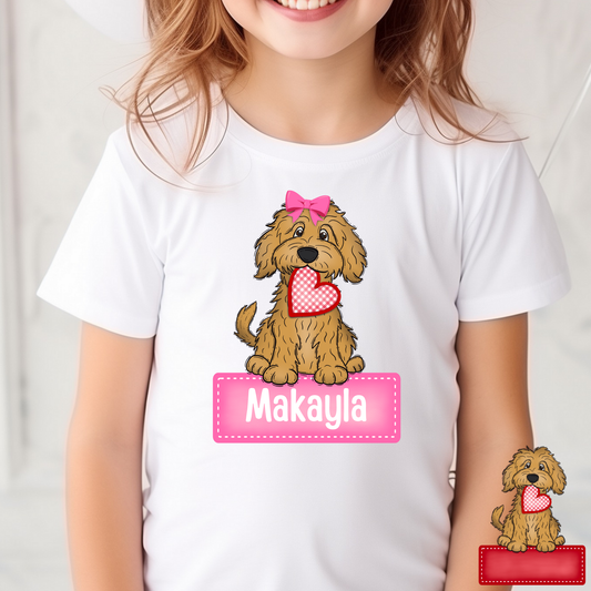 Valentines Dog Personalized (BOY/GIRL OPTION) Full Color DTF Transfer