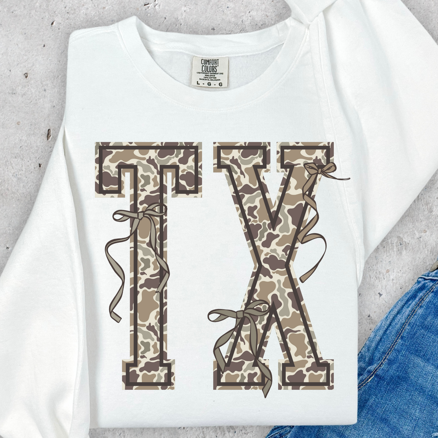TX (Camo with Bows) Full Color DTF Transfer