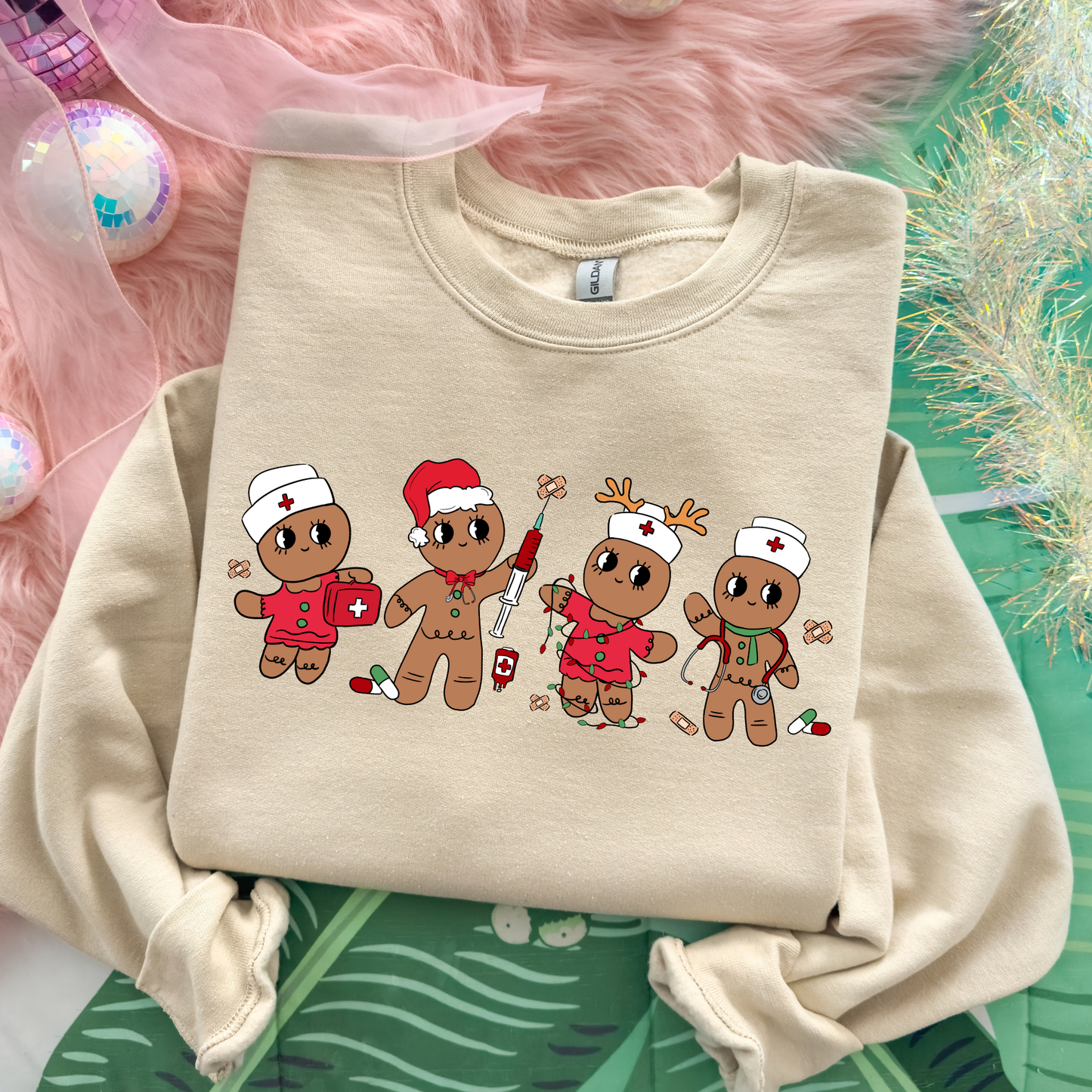 Gingerbread Christmas Nurses Full Color DTF Transfer