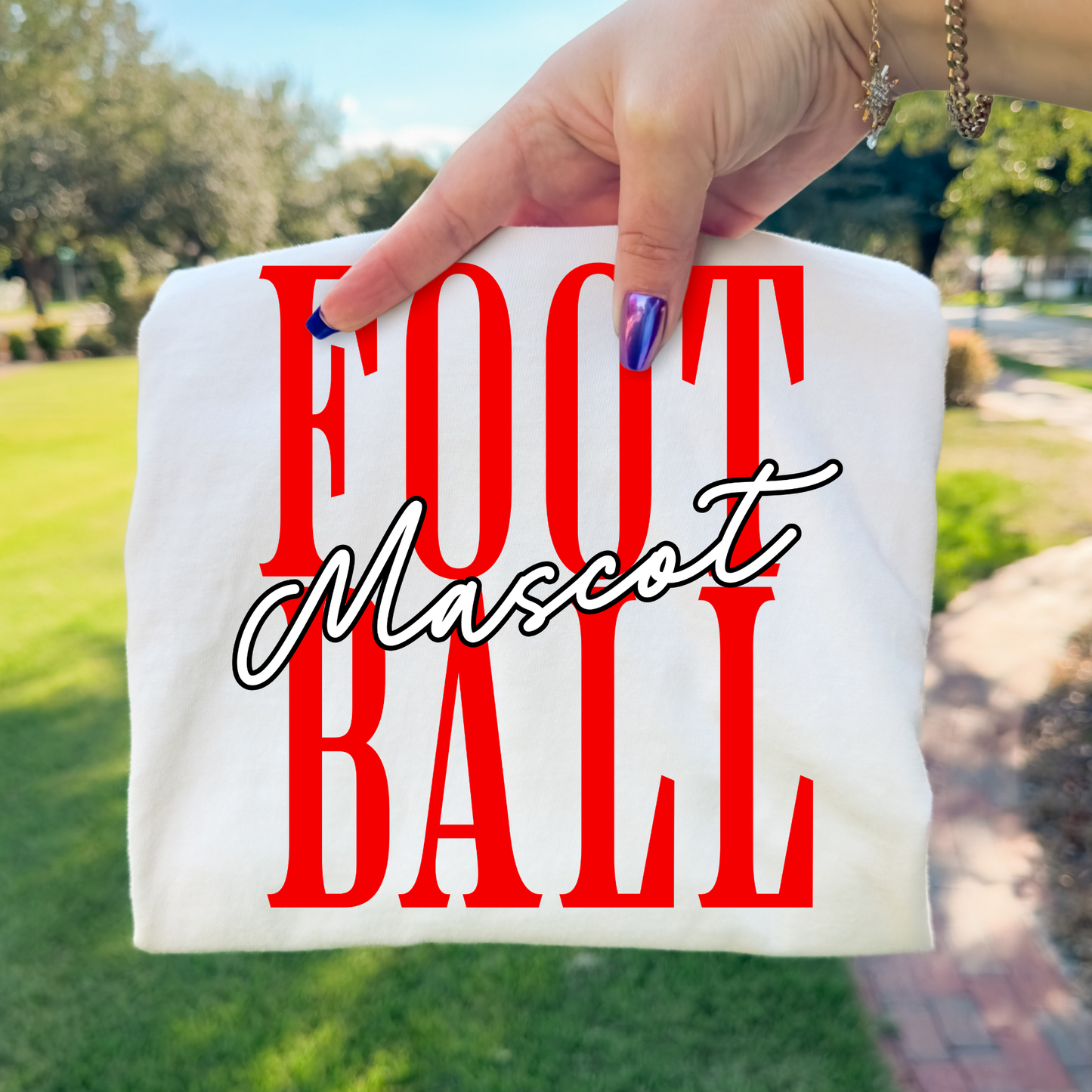 Custom Mascot Football (Stacked/Script) Full Color DTF Transfer