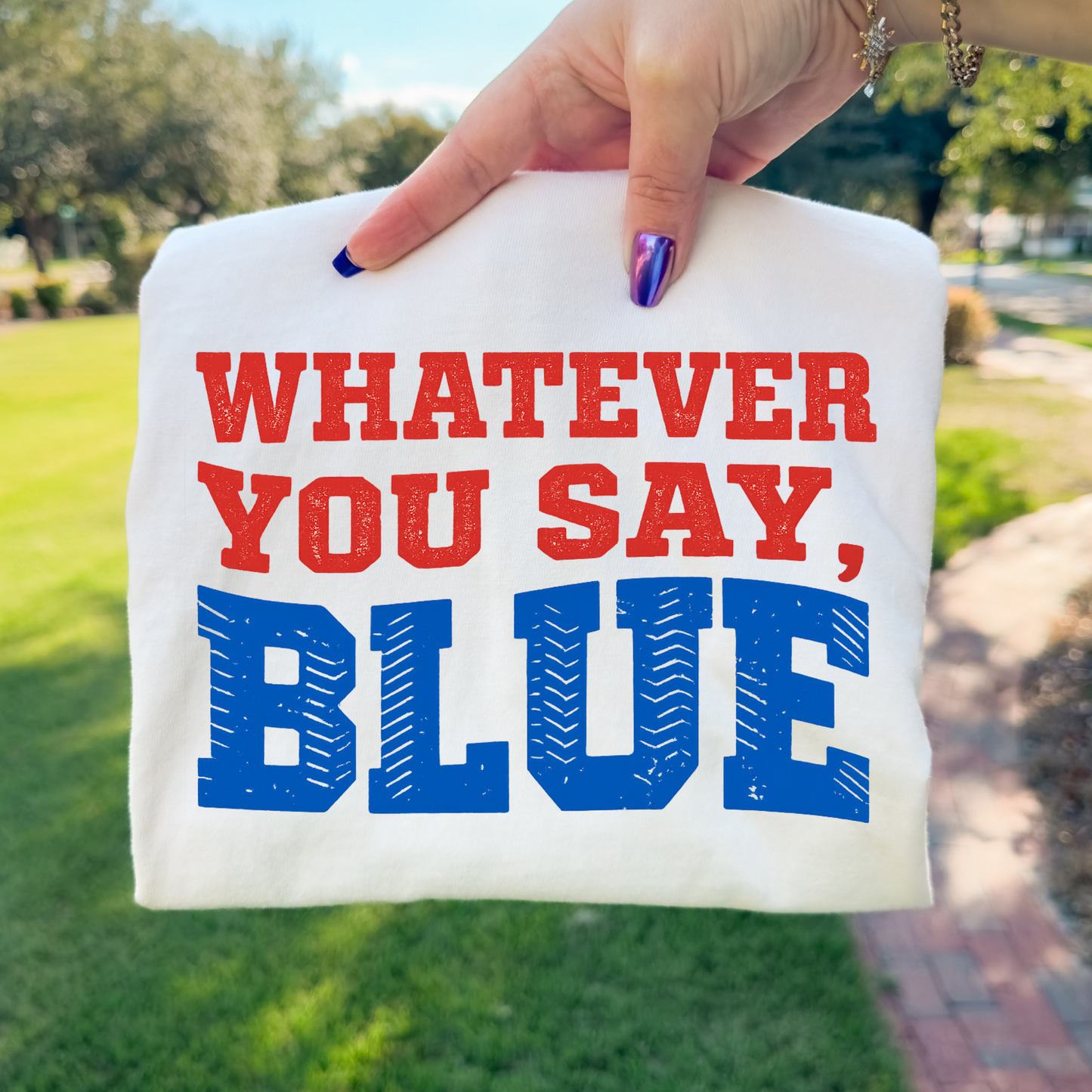 Whatever You Say Blue Full Color DTF Transfer