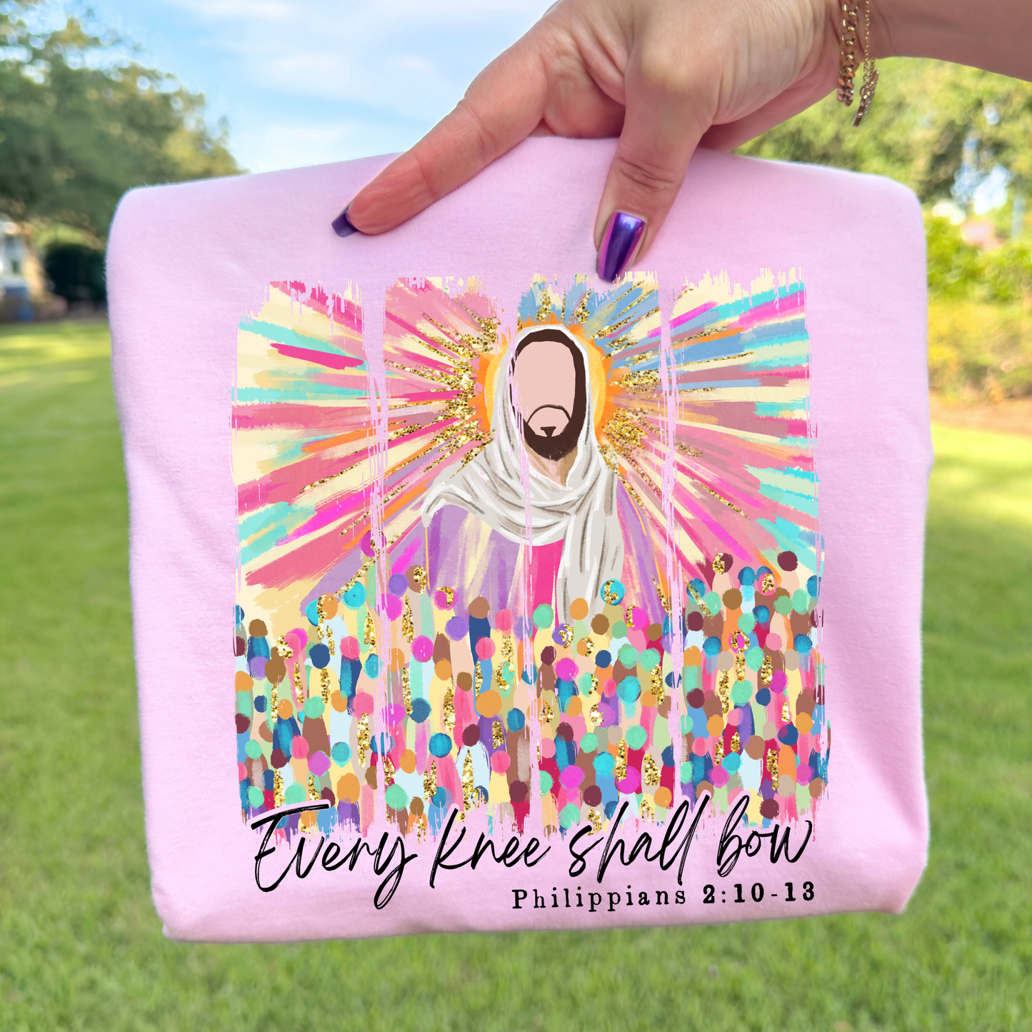Every Knee Shall Bow Philippians 2:10-13 Full Color DTF Transfer
