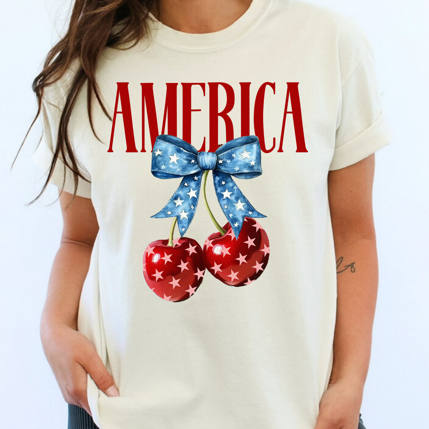 America Cherries Full Color DTF Transfer