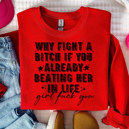 Why Fight If You Already Beating Her In Life Full Color DTF Transfer
