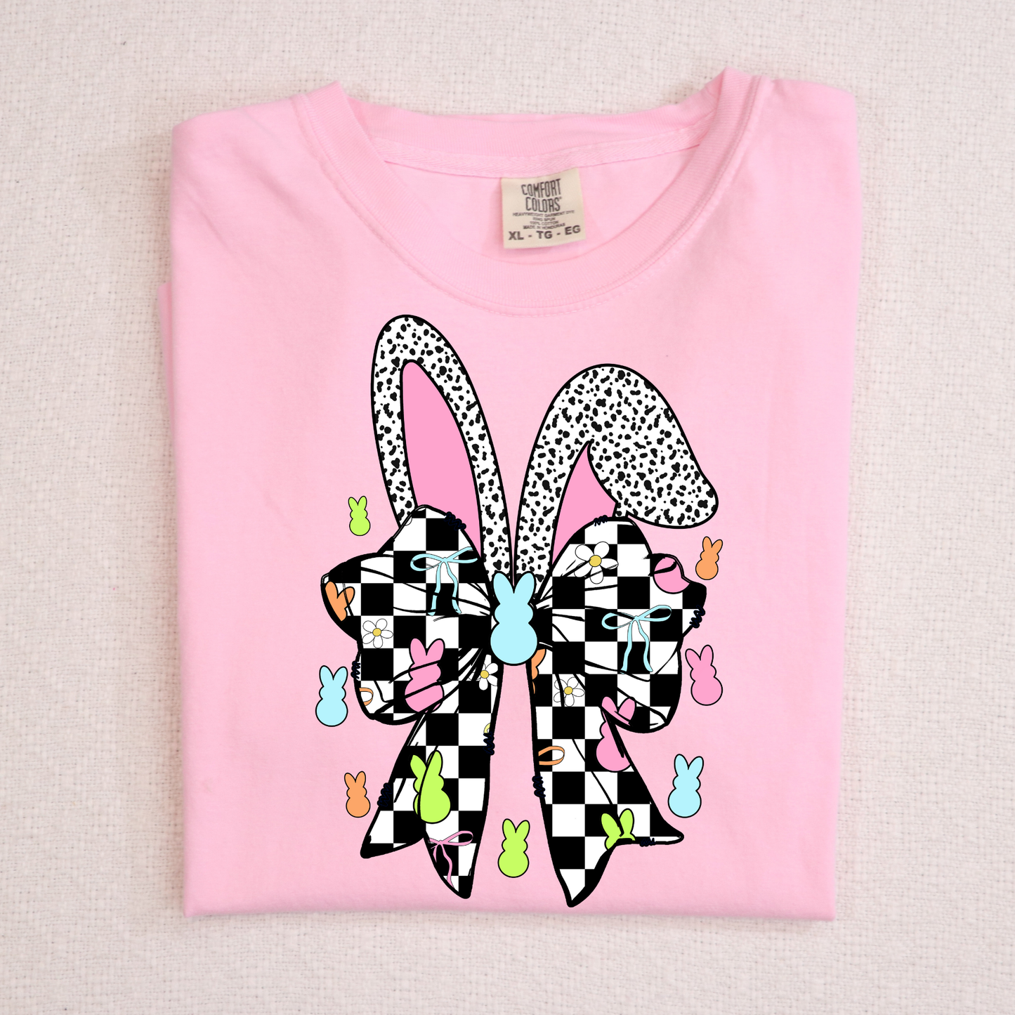 Checkered Easter Bow w/ Bunny Ears Full Color DTF Transfer