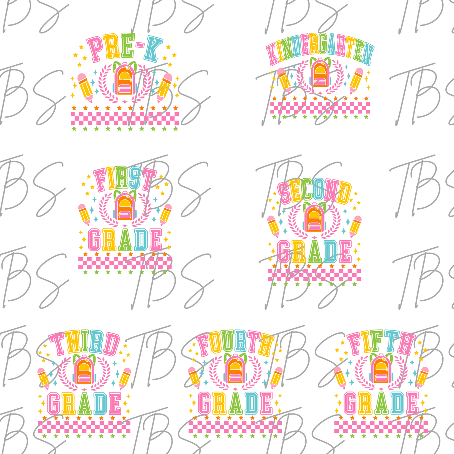 Preppy Multi Color Grade (MULTI GRADE OPTIONS) Checkered Back To School Full Color DTF Transfers