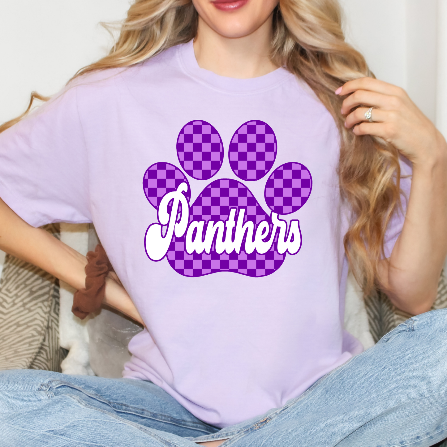 Panthers (Checkered Paw Print) Full Color DTF Transfer