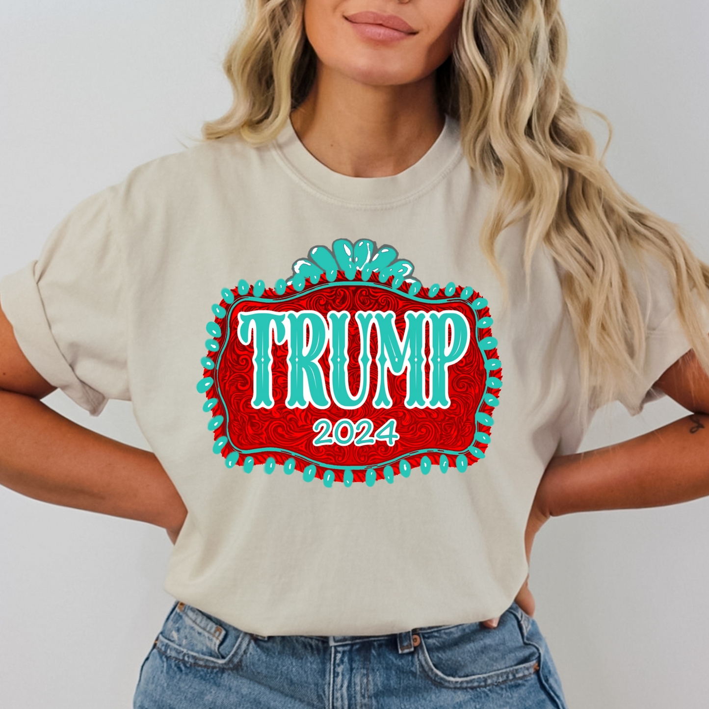 Trump 2024 (Sign w/ Turquoise) Full Color DTF Transfer