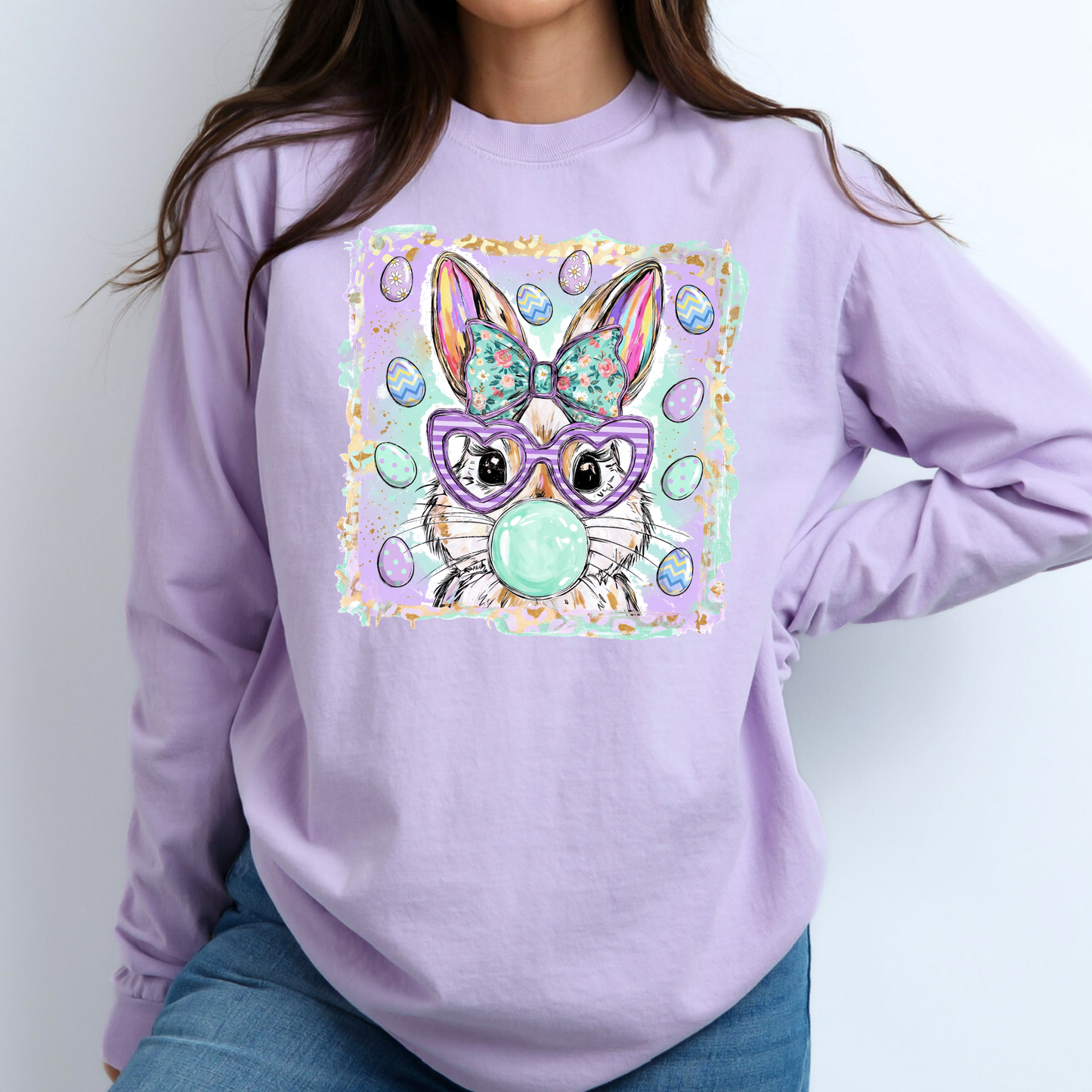 Easter Bubblegum Bunny Full Color DTF Transfer