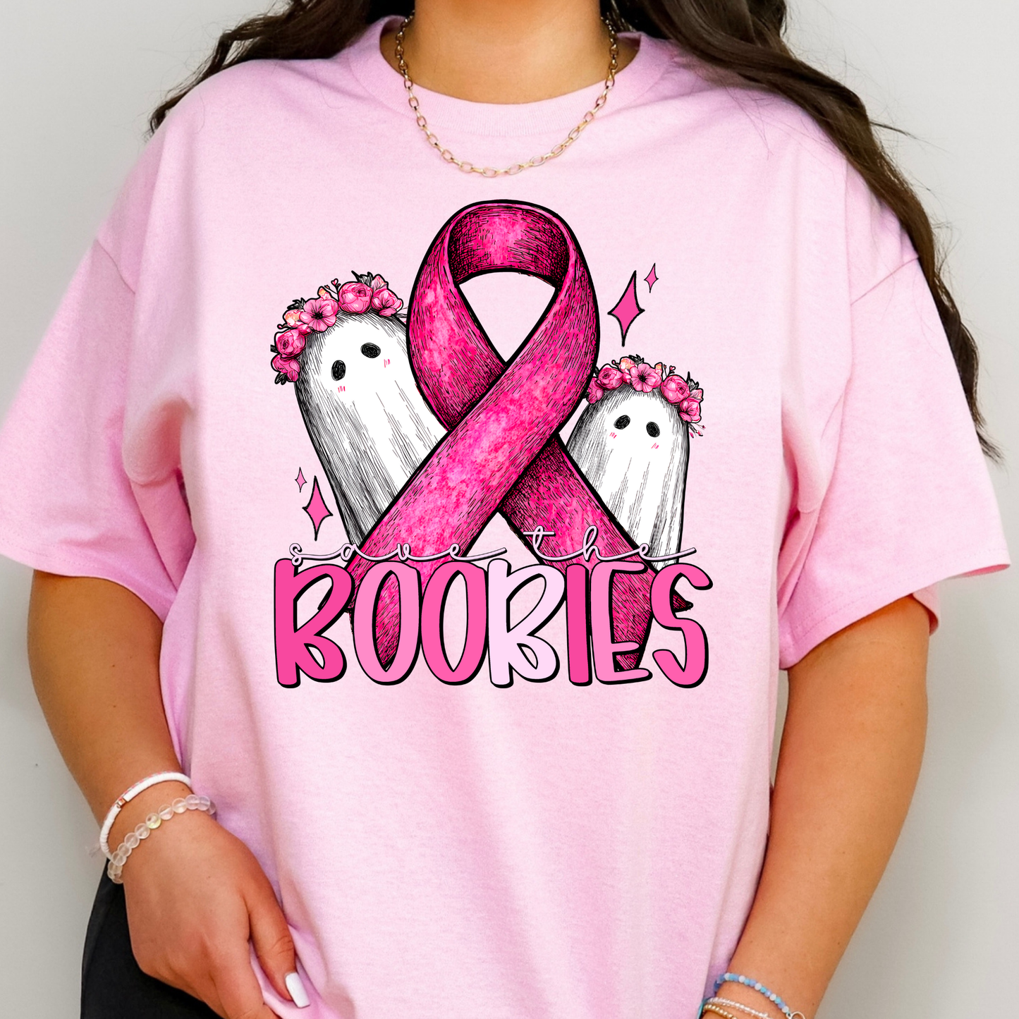 Boobies Breast Cancer Awareness Full Color DTF Transfer