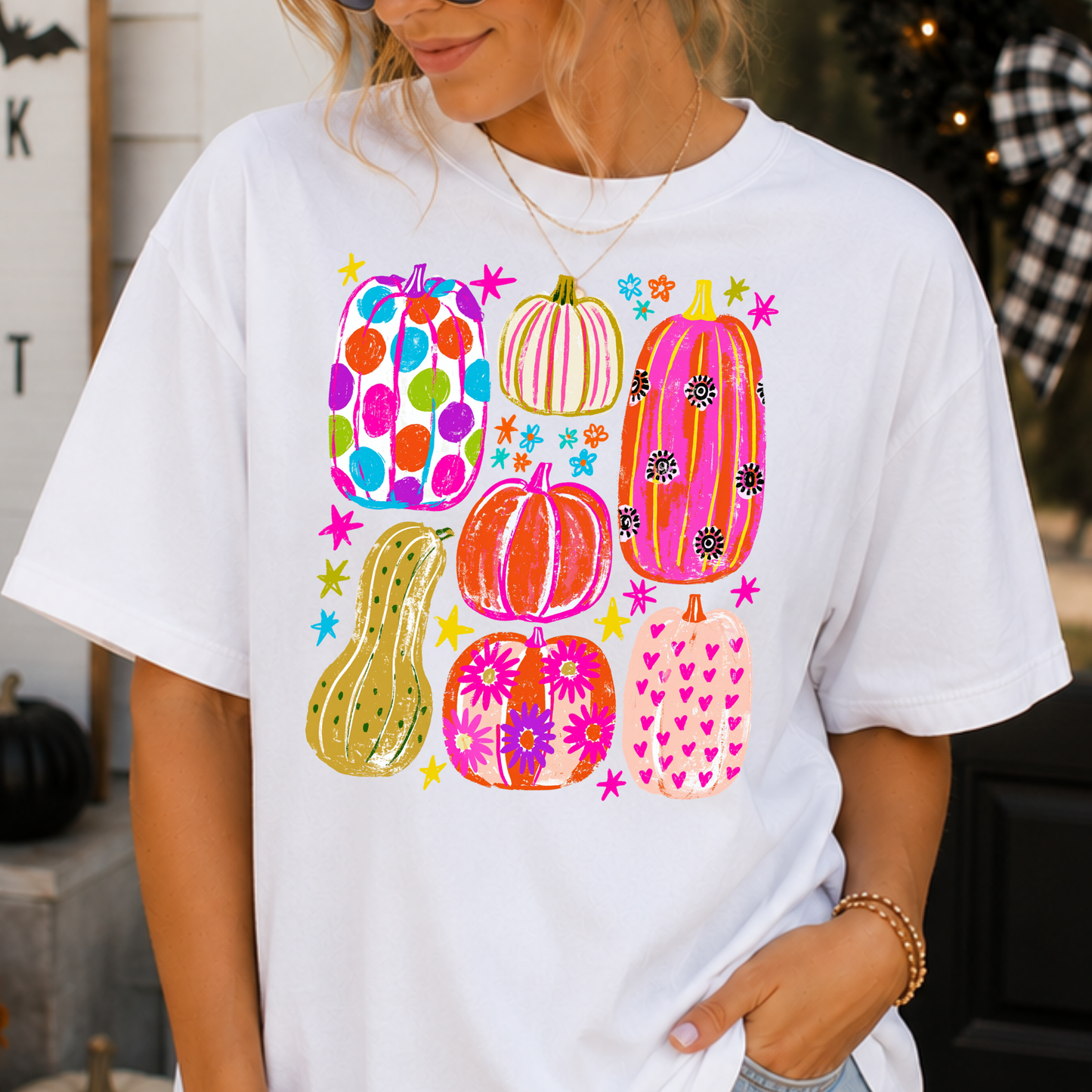 Preppy Colorful Pumpkins Full Color DTF Transfer